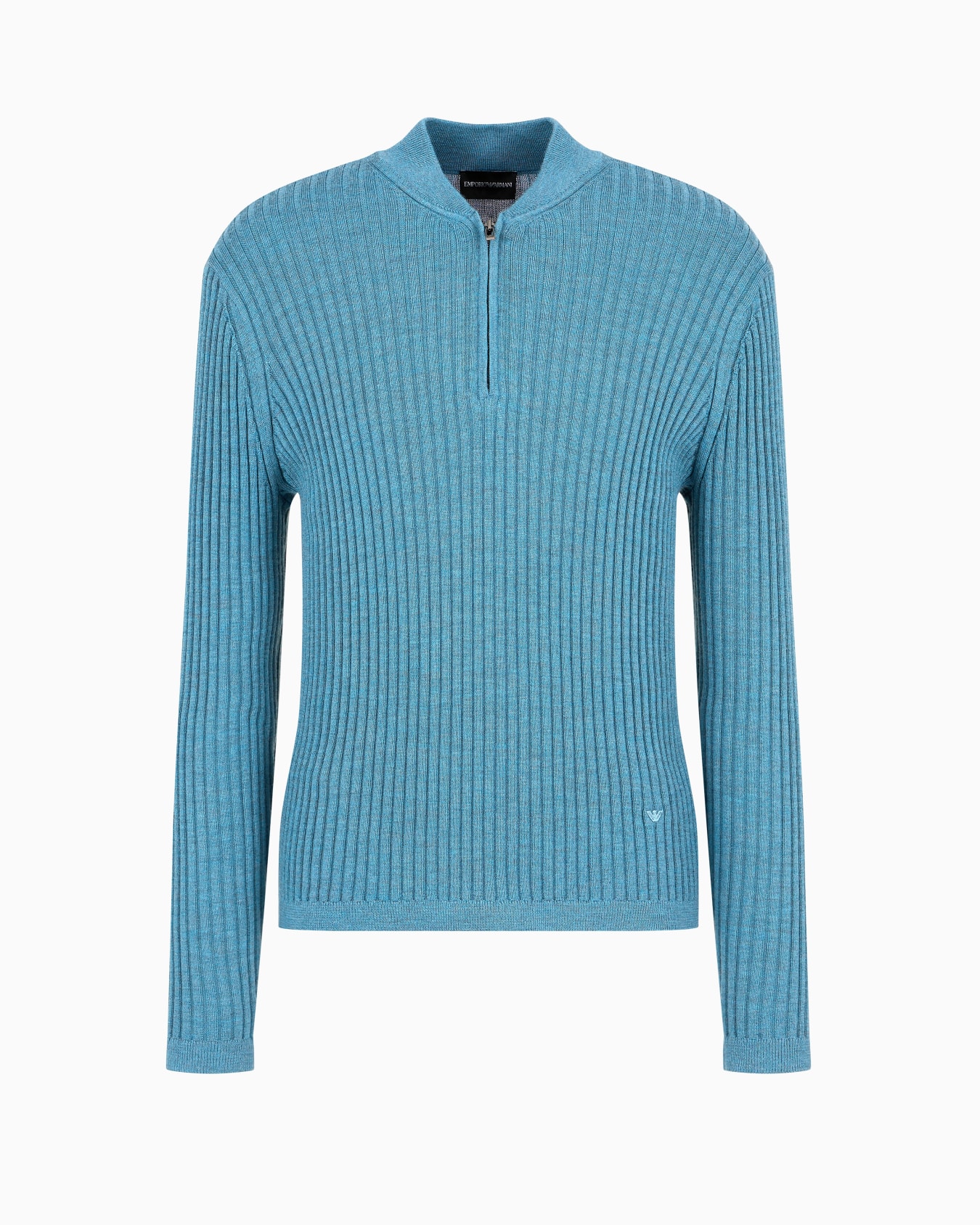 Virgin-wool ribbed jumper with half zip Slide 0