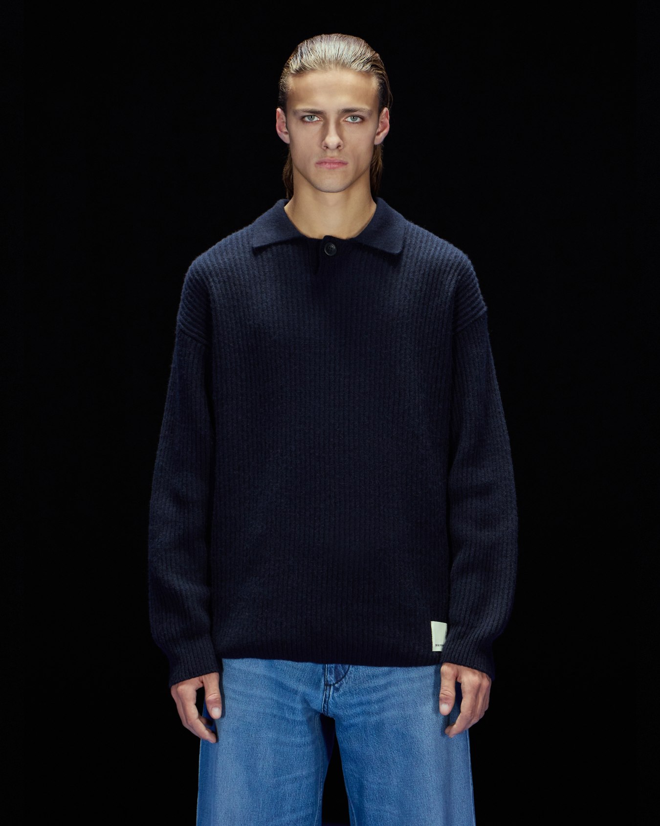 ASV Black Blue capsule collection wool fisherman’s rib jumper Slide 2
