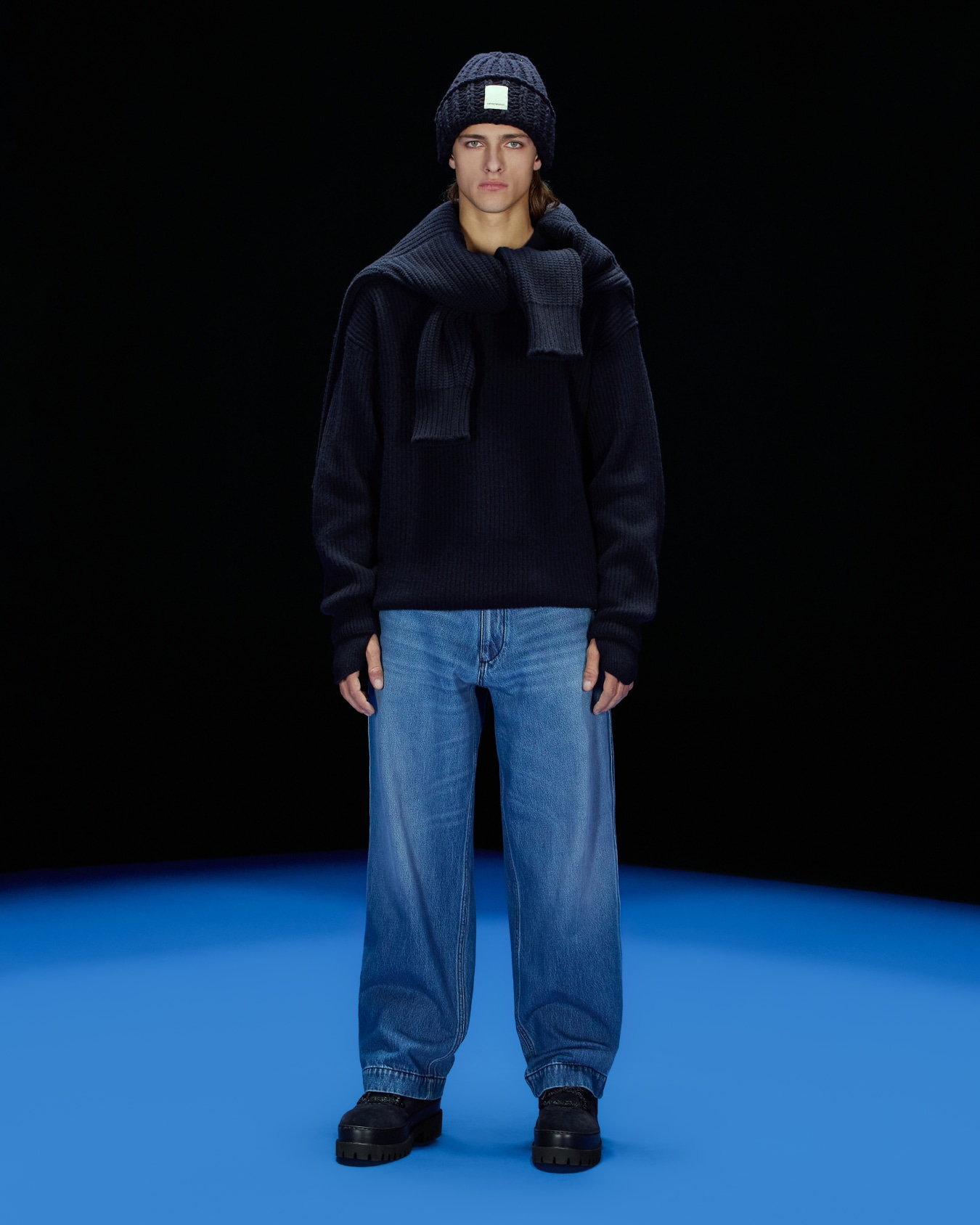 ASV Black Blue capsule collection wool fisherman’s rib jumper Slide 4