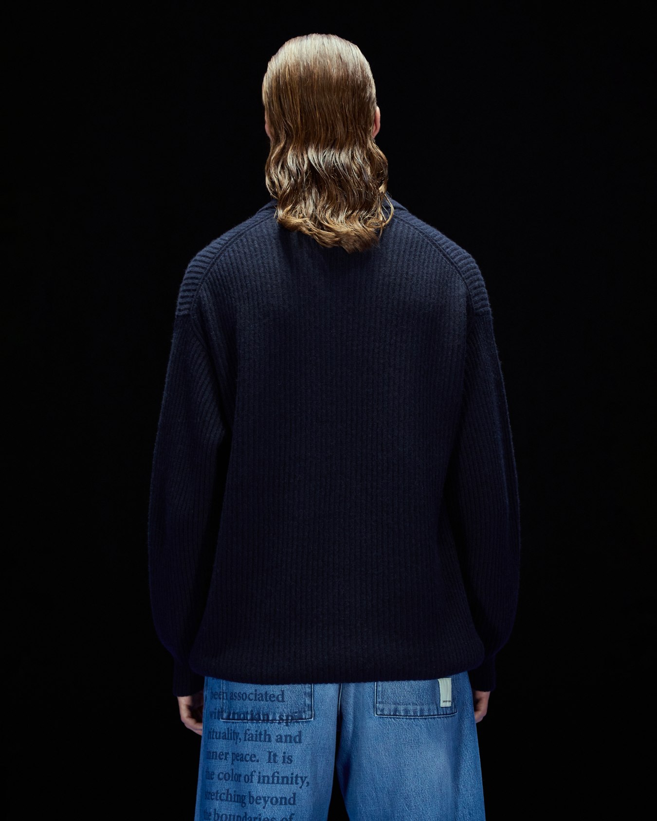 ASV Black Blue capsule collection wool fisherman’s rib jumper Slide 3