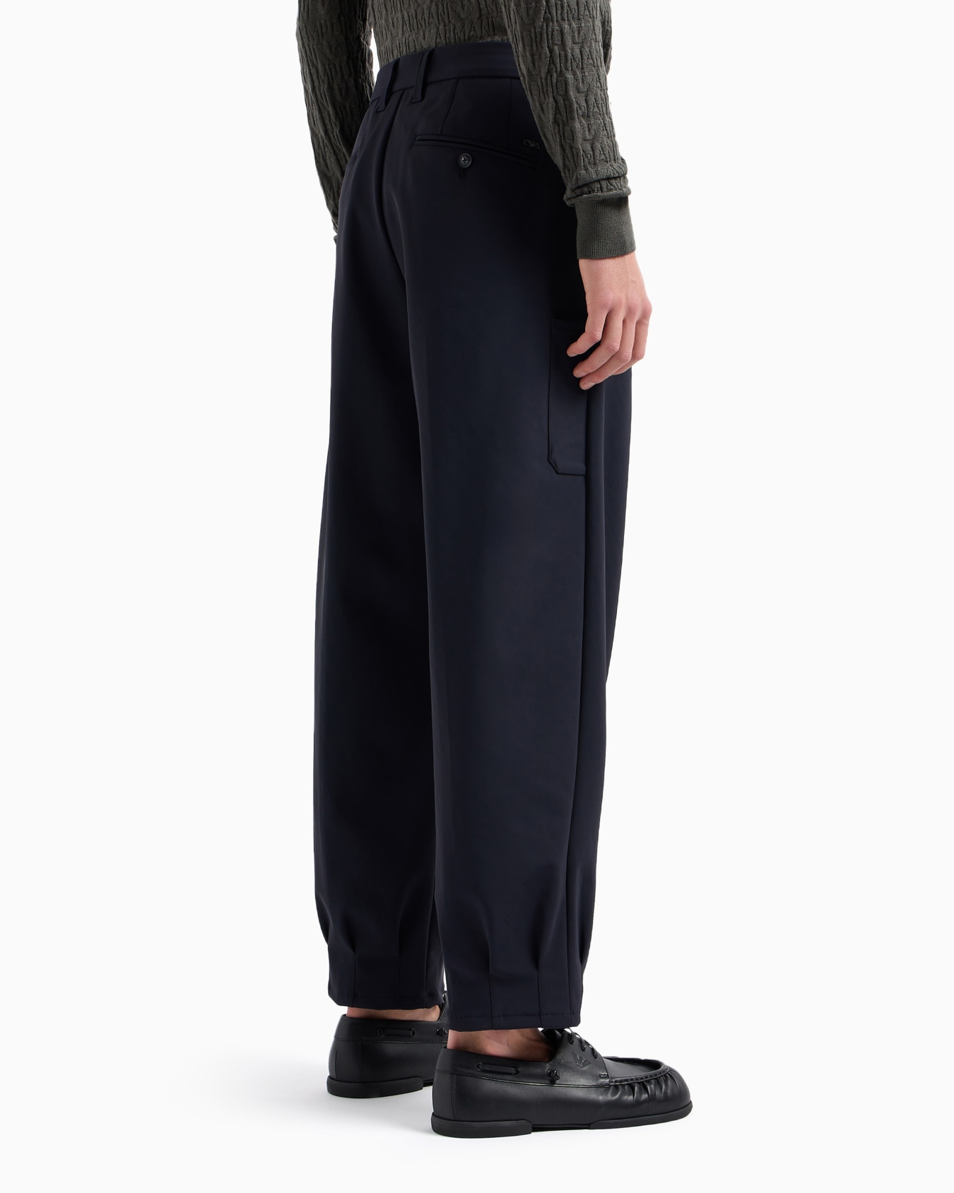 Stretch technical-nylon trousers with ankle tucks Slide 3