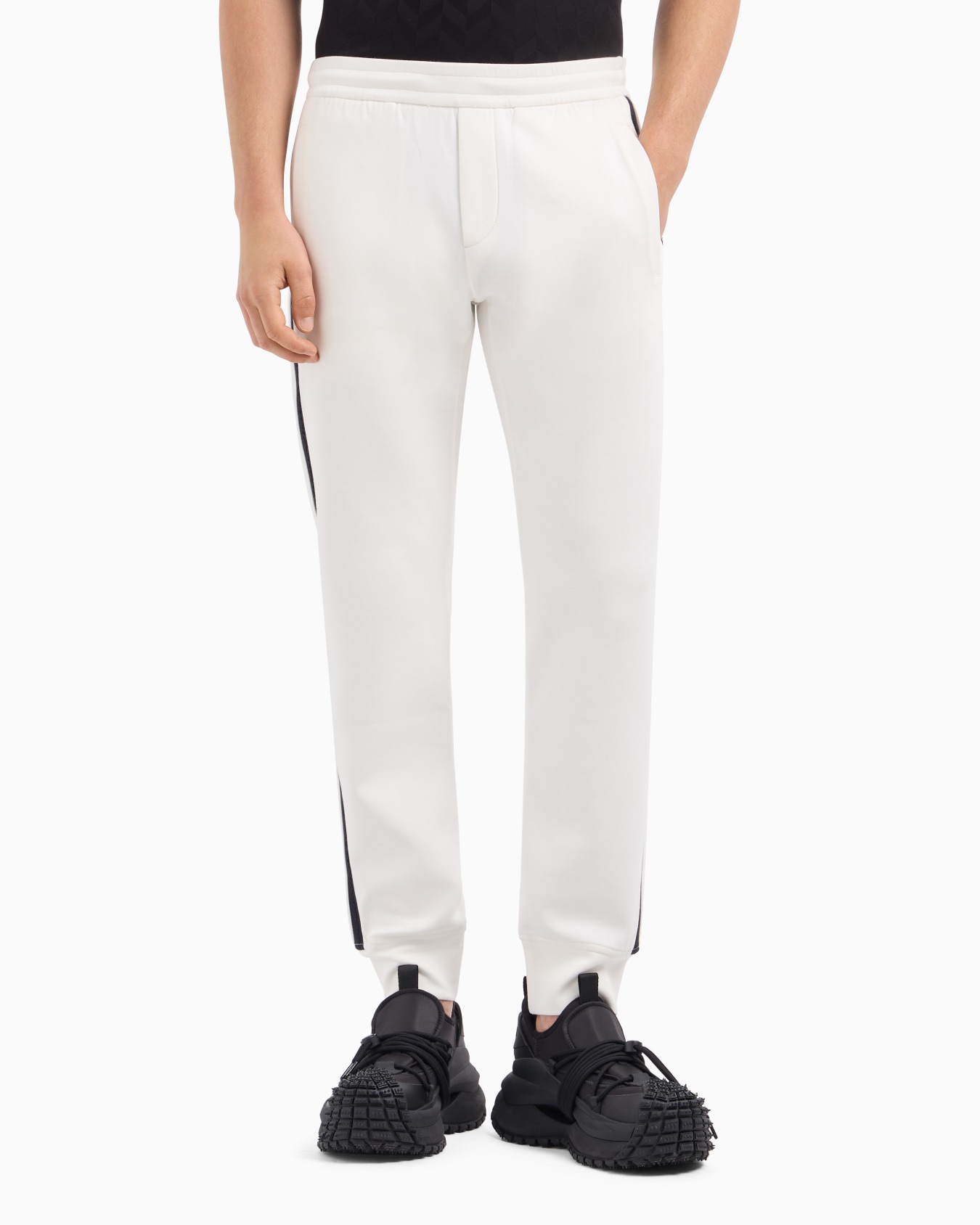 Double-jersey joggers with logo tape Slide 1