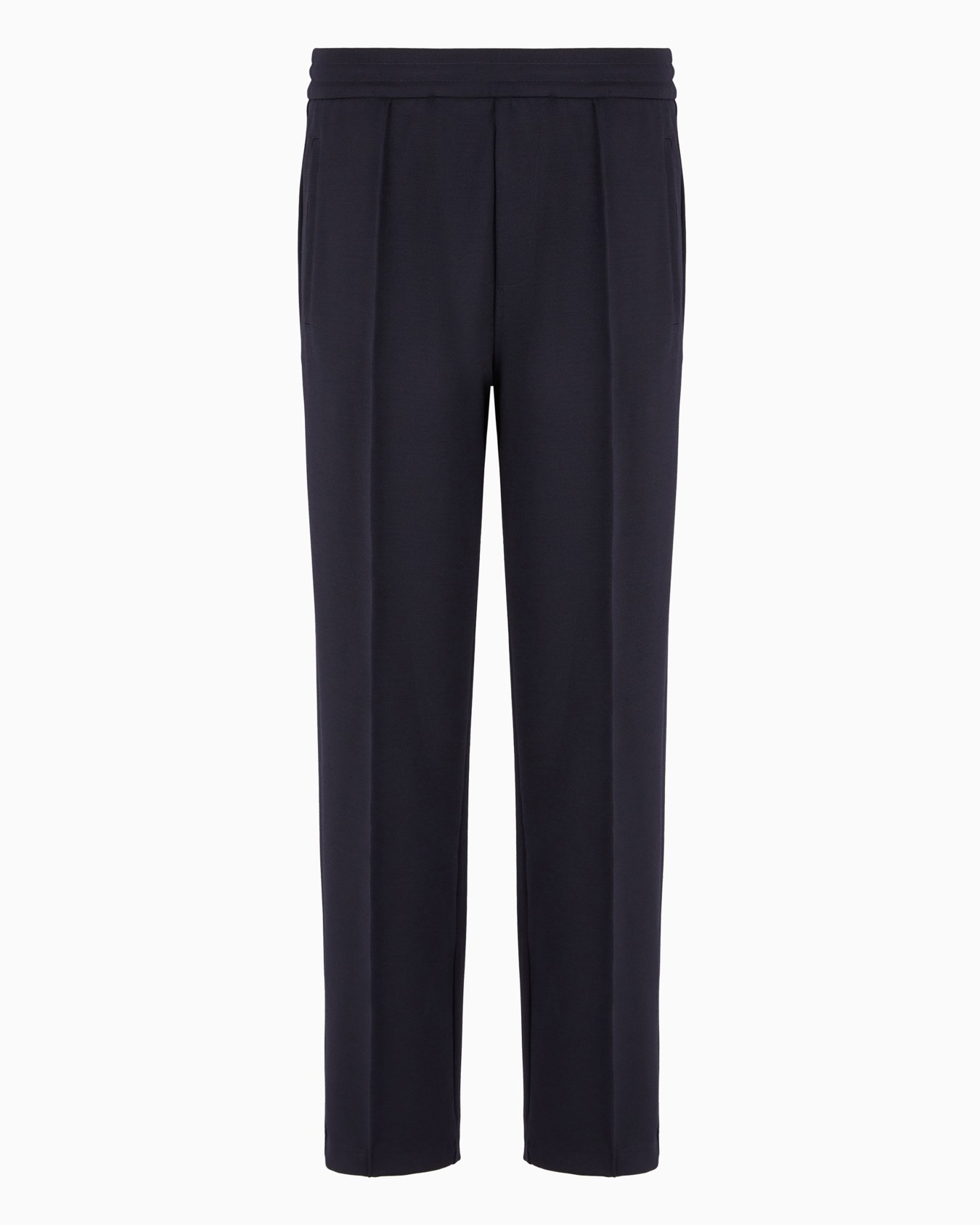 Pantalones en paño suave de mezcla de lana con cintura elástica y pliegues Diapositiva 0