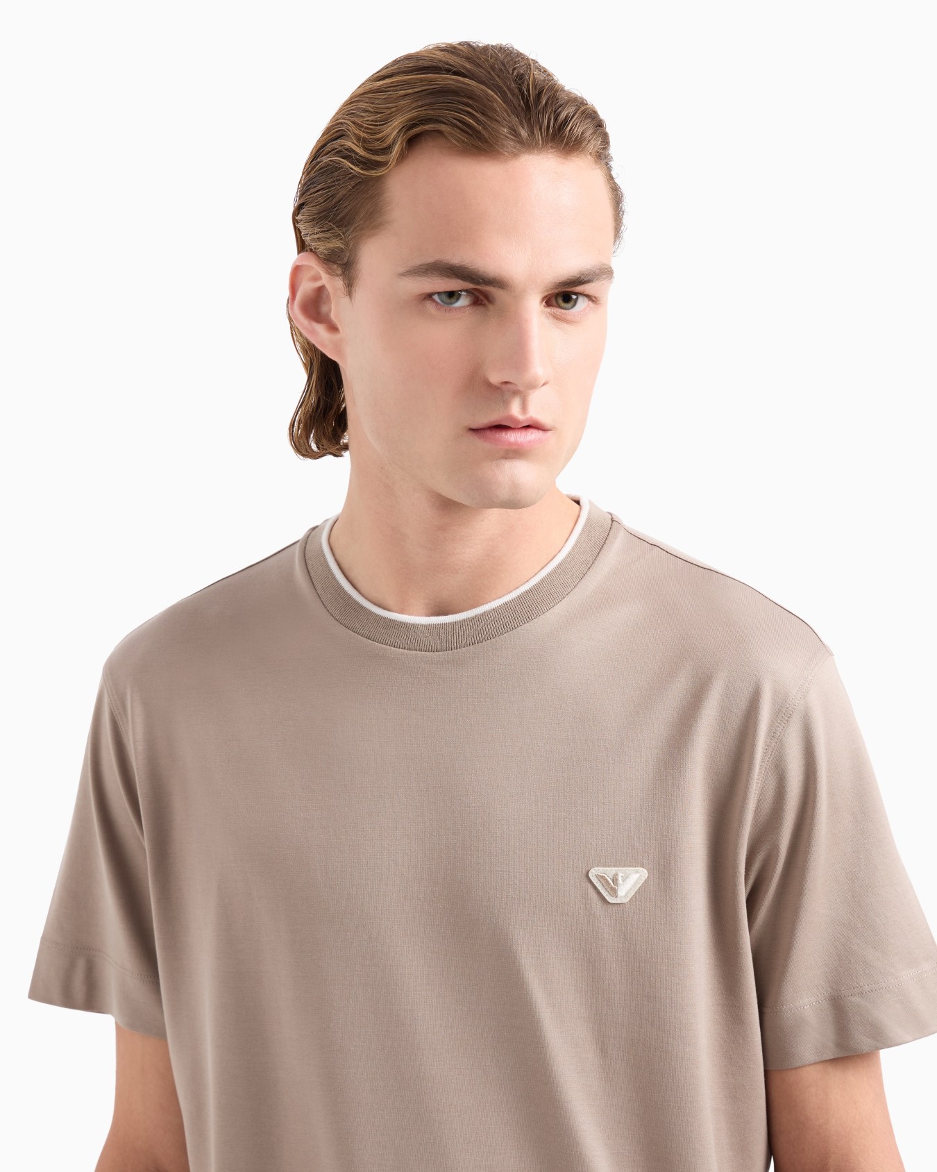  Lyocell-blend jersey T-shirt with two-tone micro eagle Slide 4