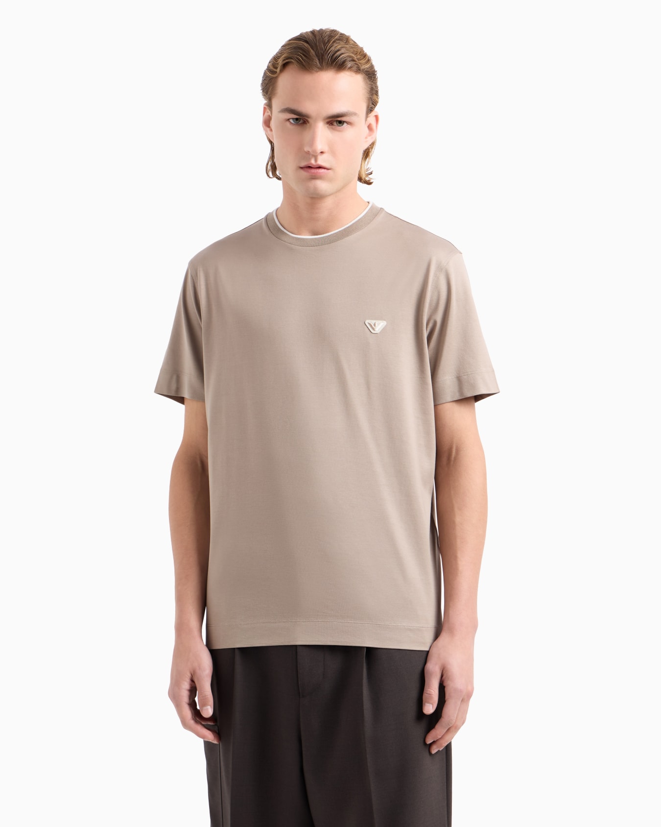  Lyocell-blend jersey T-shirt with two-tone micro eagle Slide 1