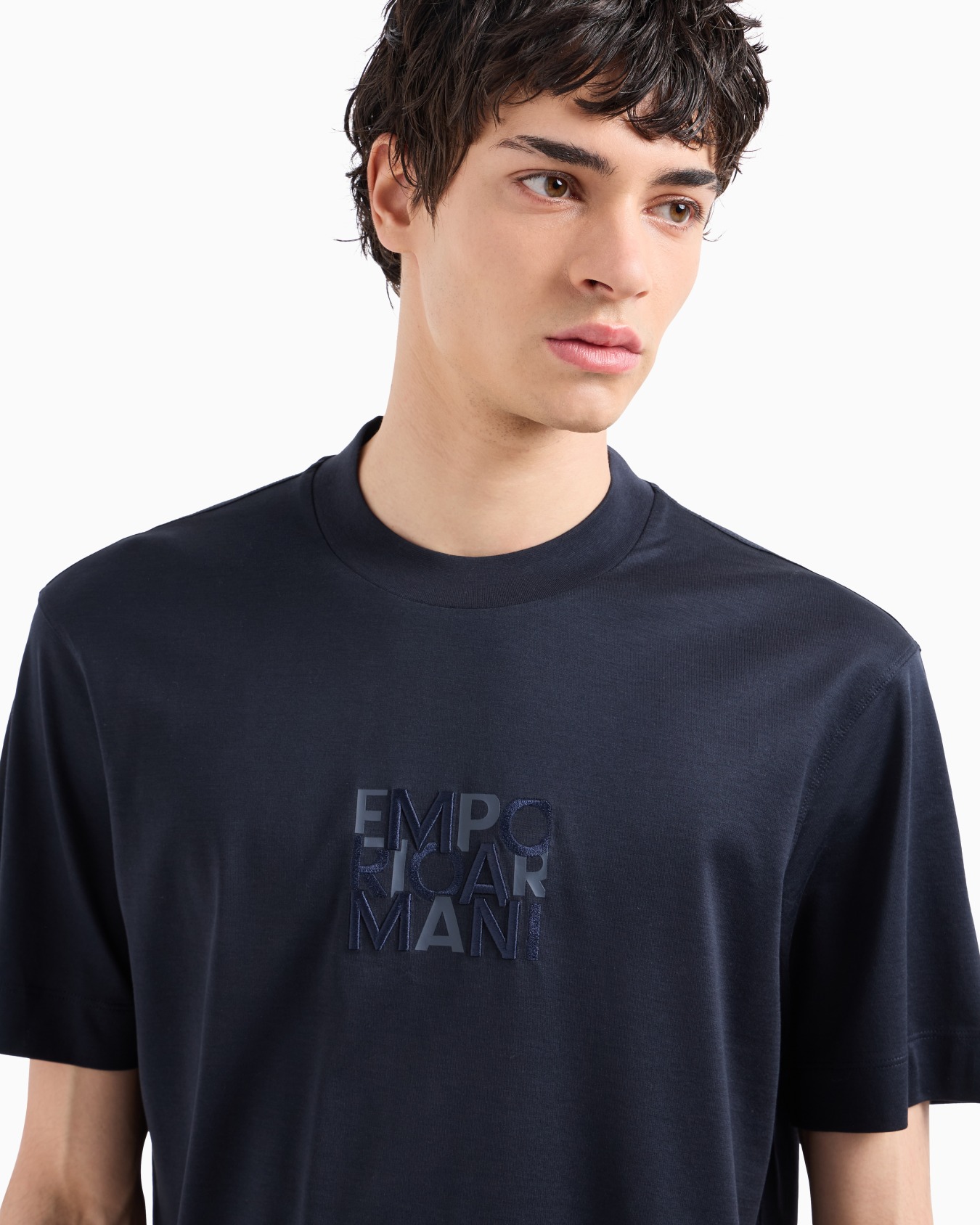  Lyocell-blend jersey T-shirt with embroidery and lettering print Slide 5