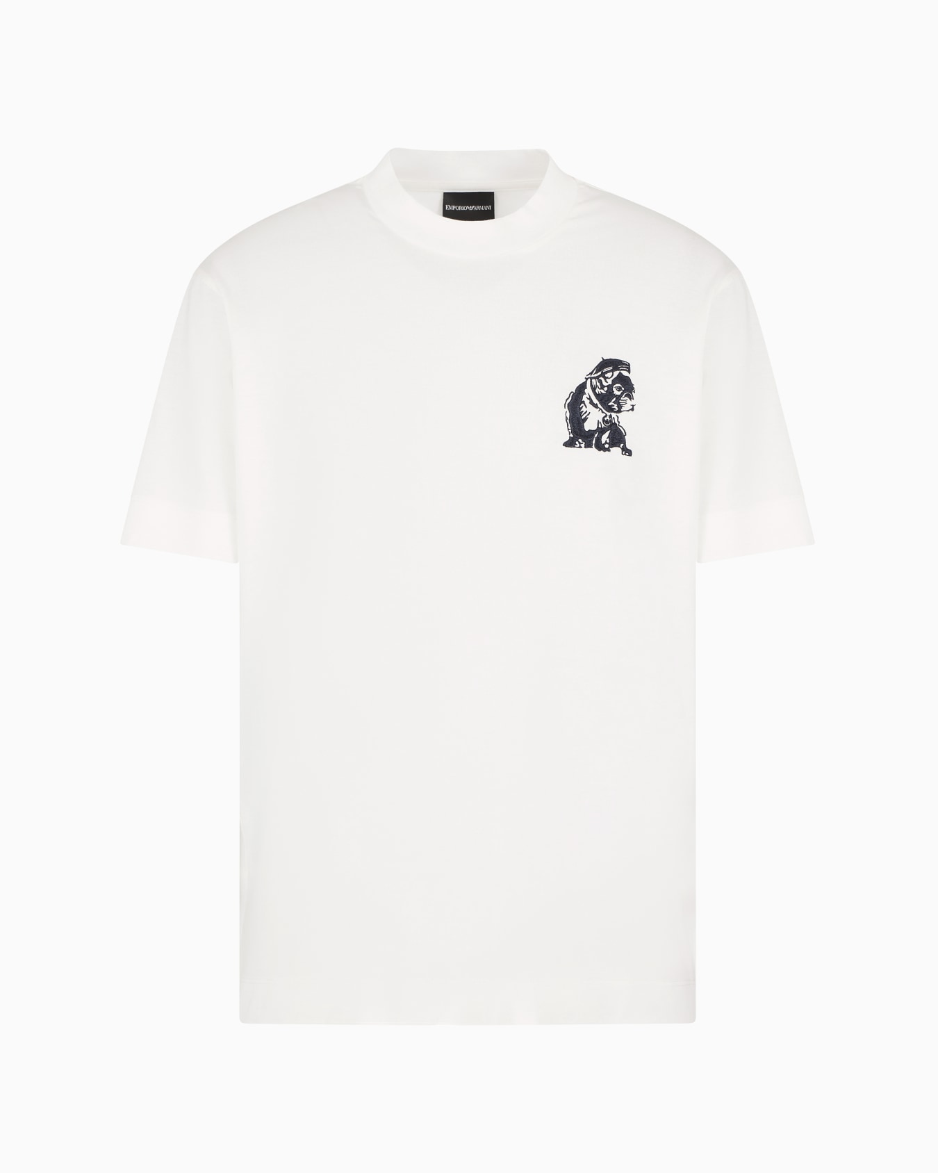 Lyocell blend-jersey T-shirt with French bulldog embroidery Slide 0