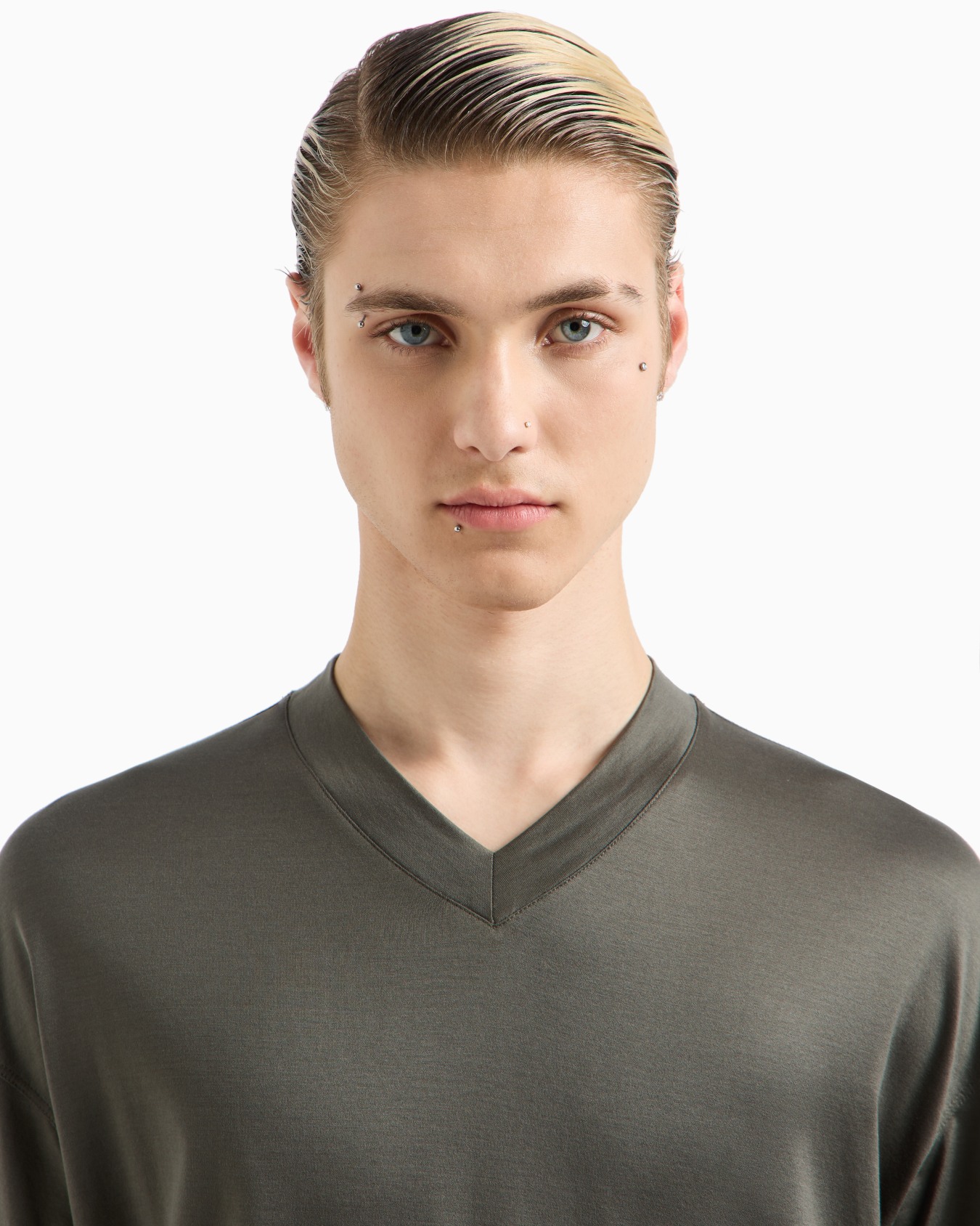  Lyocell-blend jersey V-neck T-shirt Slide 4