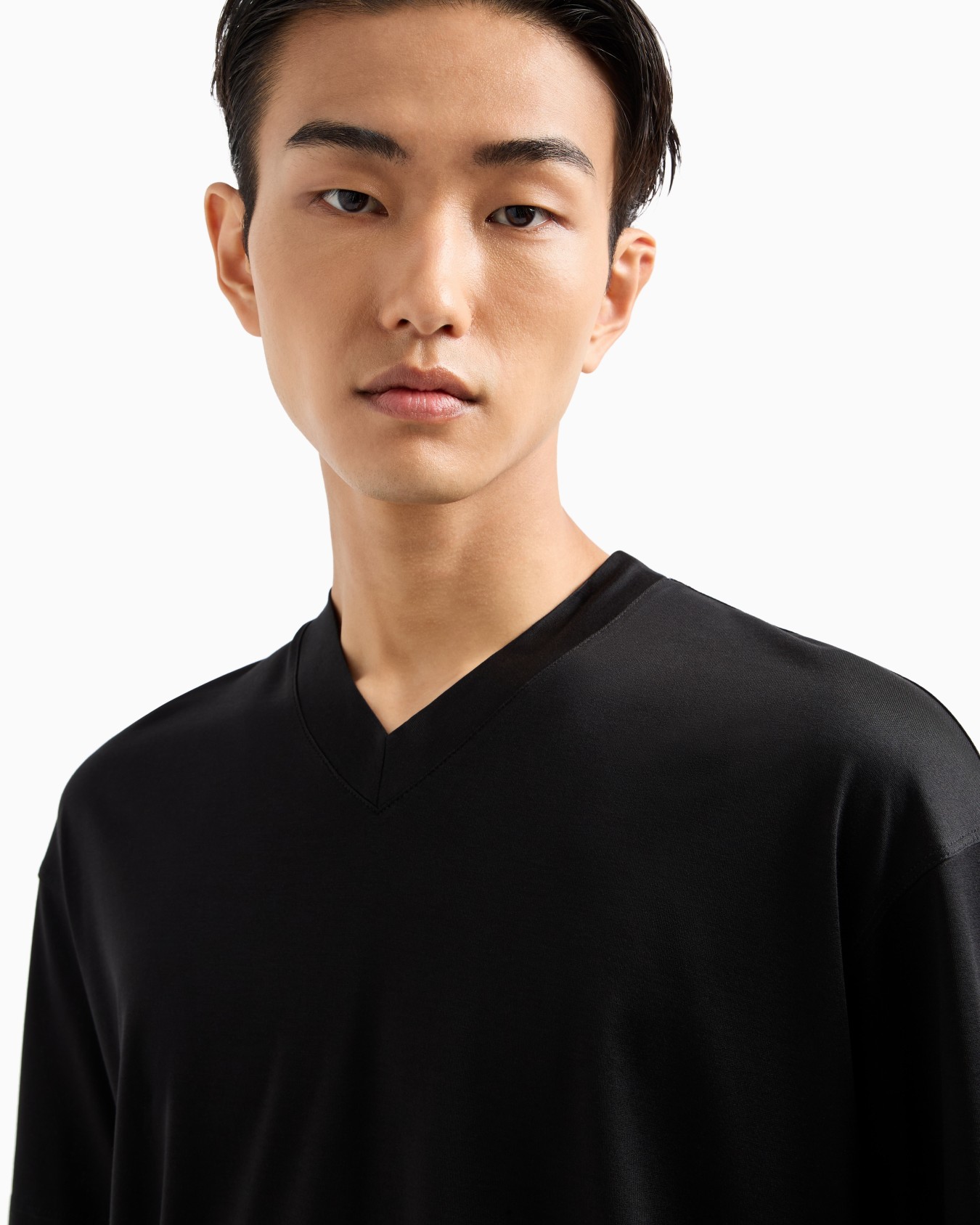  Lyocell-blend jersey V-neck T-shirt Slide 4