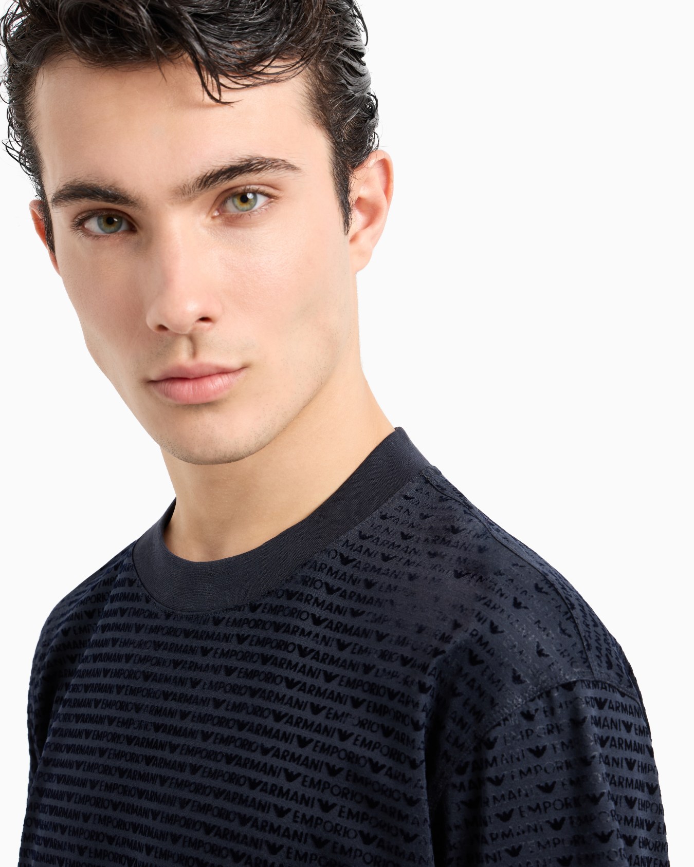  Lyocell-blend jersey T-shirt with all-over flocked logo lettering Slide 4