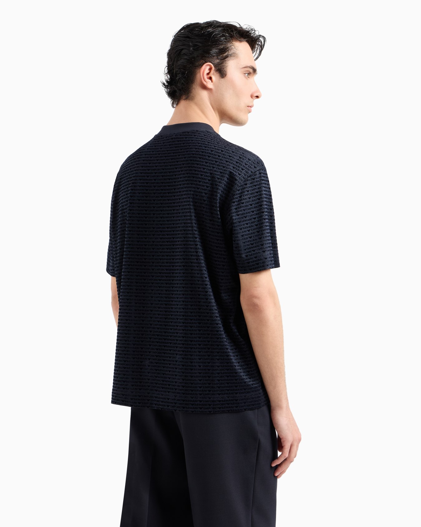  Lyocell-blend jersey T-shirt with all-over flocked logo lettering Slide 2