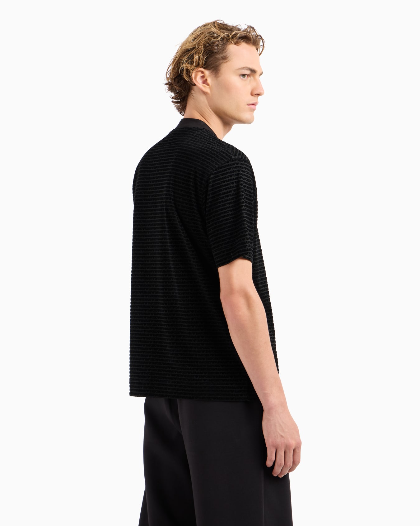  Lyocell-blend jersey T-shirt with all-over flocked logo lettering Slide 3