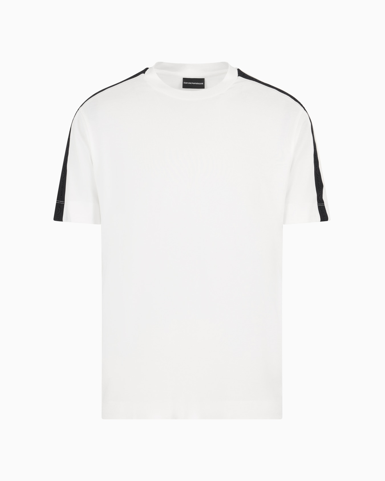 Camiseta en punto de mezcla de lyocell con cinta con logotipo en relieve  Diapositiva 0