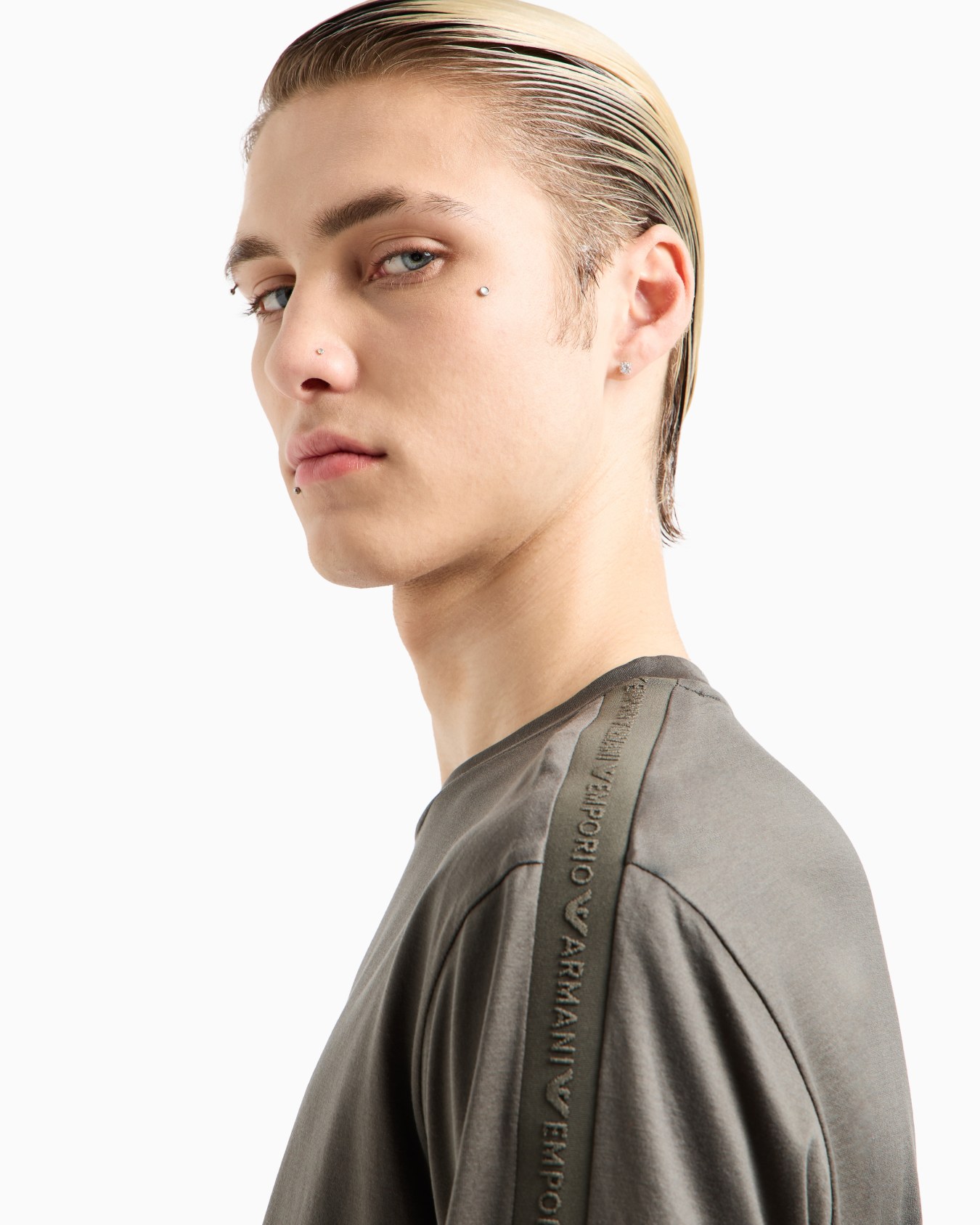  Lyocell-blend jersey T-shirt with embossed logo tape Slide 4