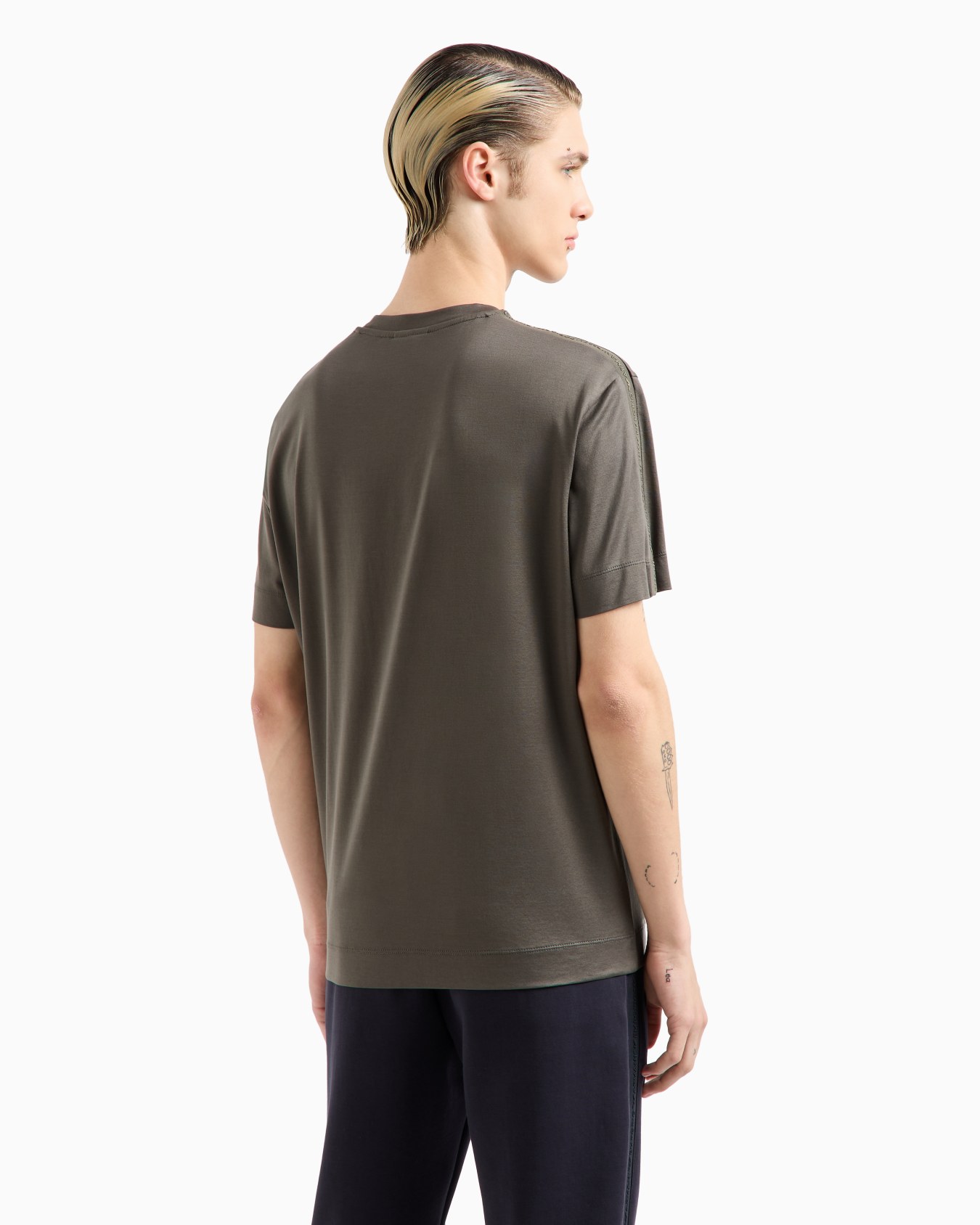  Lyocell-blend jersey T-shirt with embossed logo tape Slide 2