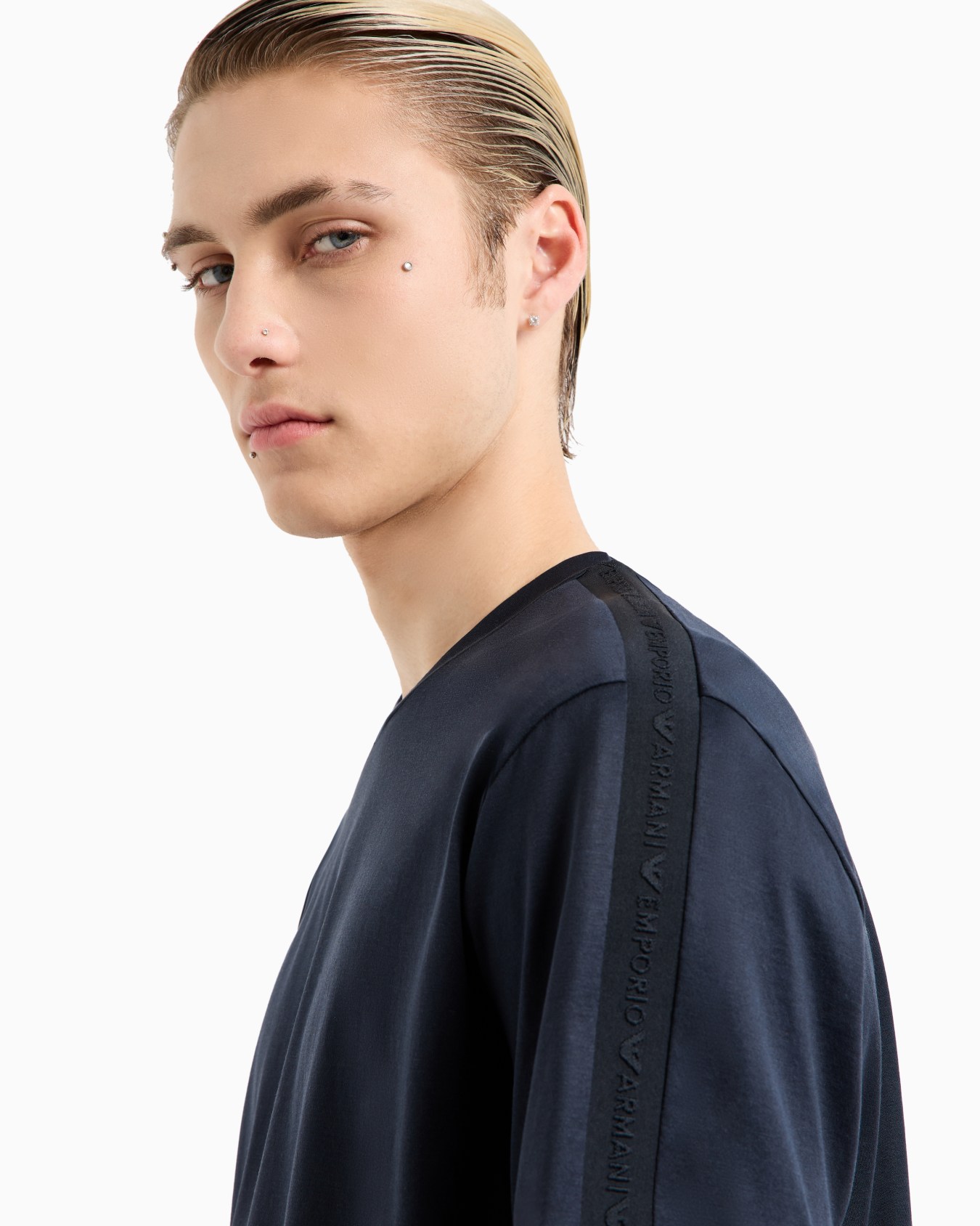  Lyocell-blend jersey T-shirt with embossed logo tape Slide 4