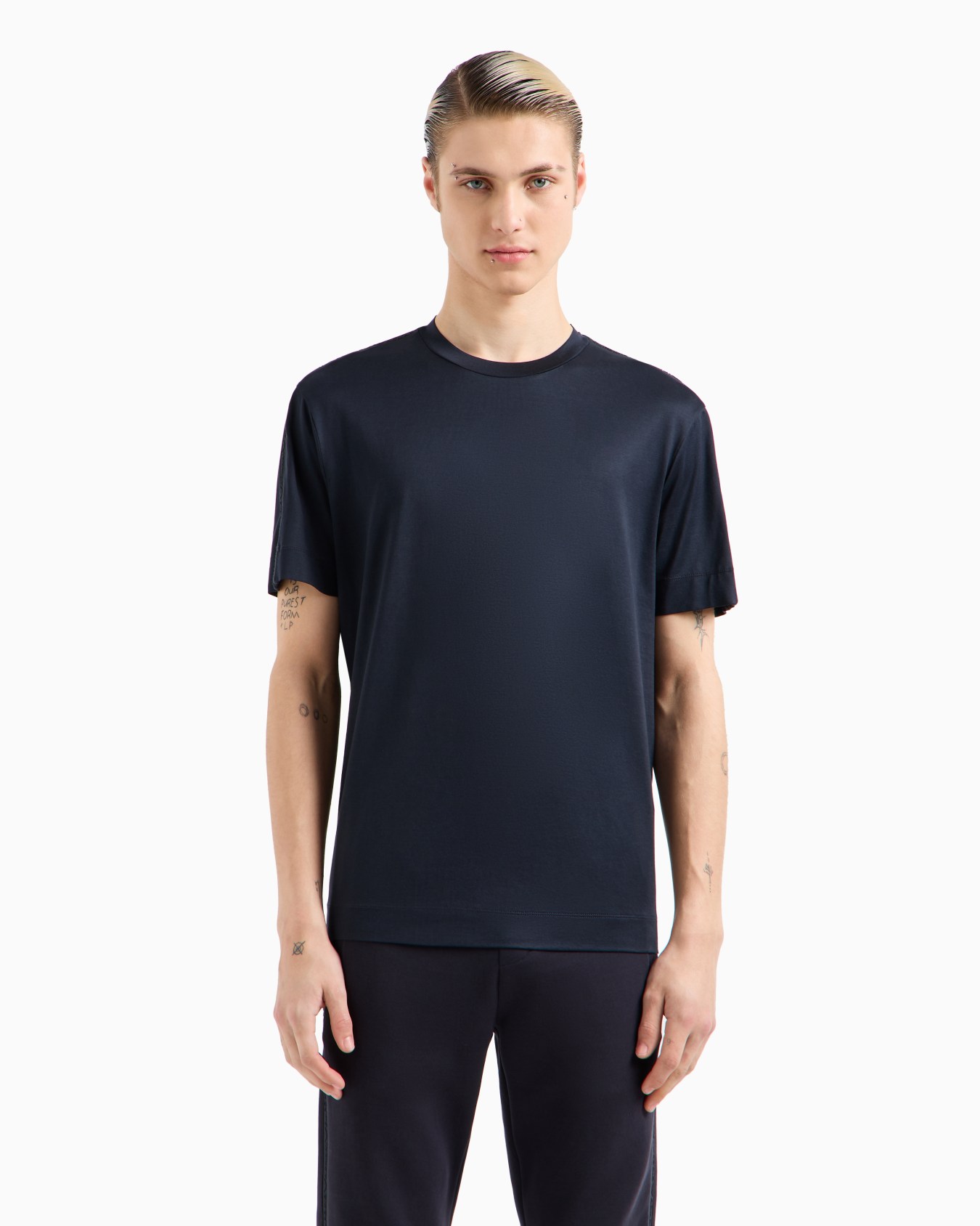  Lyocell-blend jersey T-shirt with embossed logo tape Slide 1