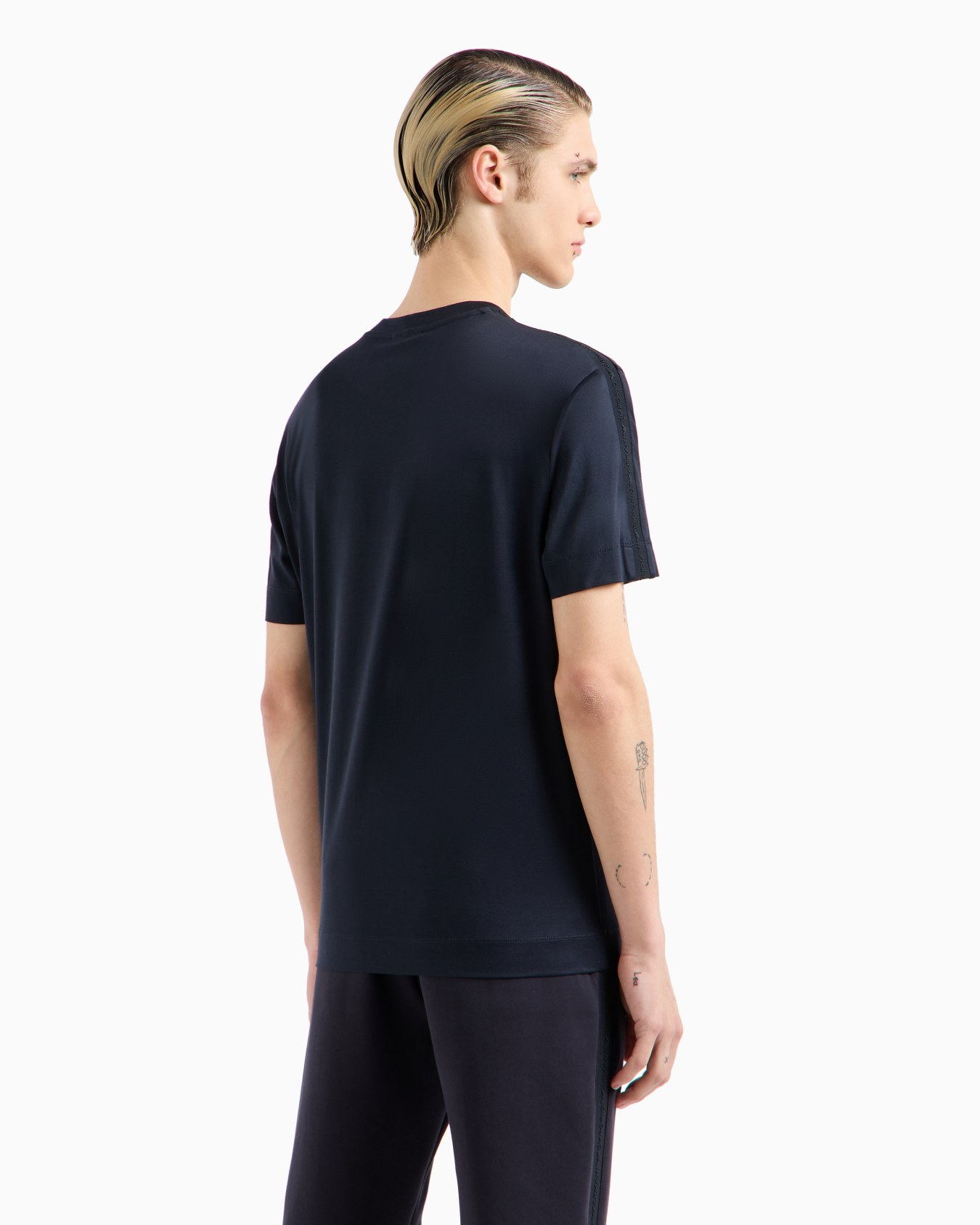  Lyocell-blend jersey T-shirt with embossed logo tape Slide 2