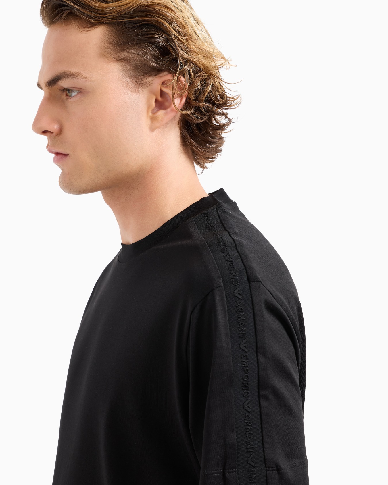  Lyocell-blend jersey T-shirt with embossed logo tape Slide 5