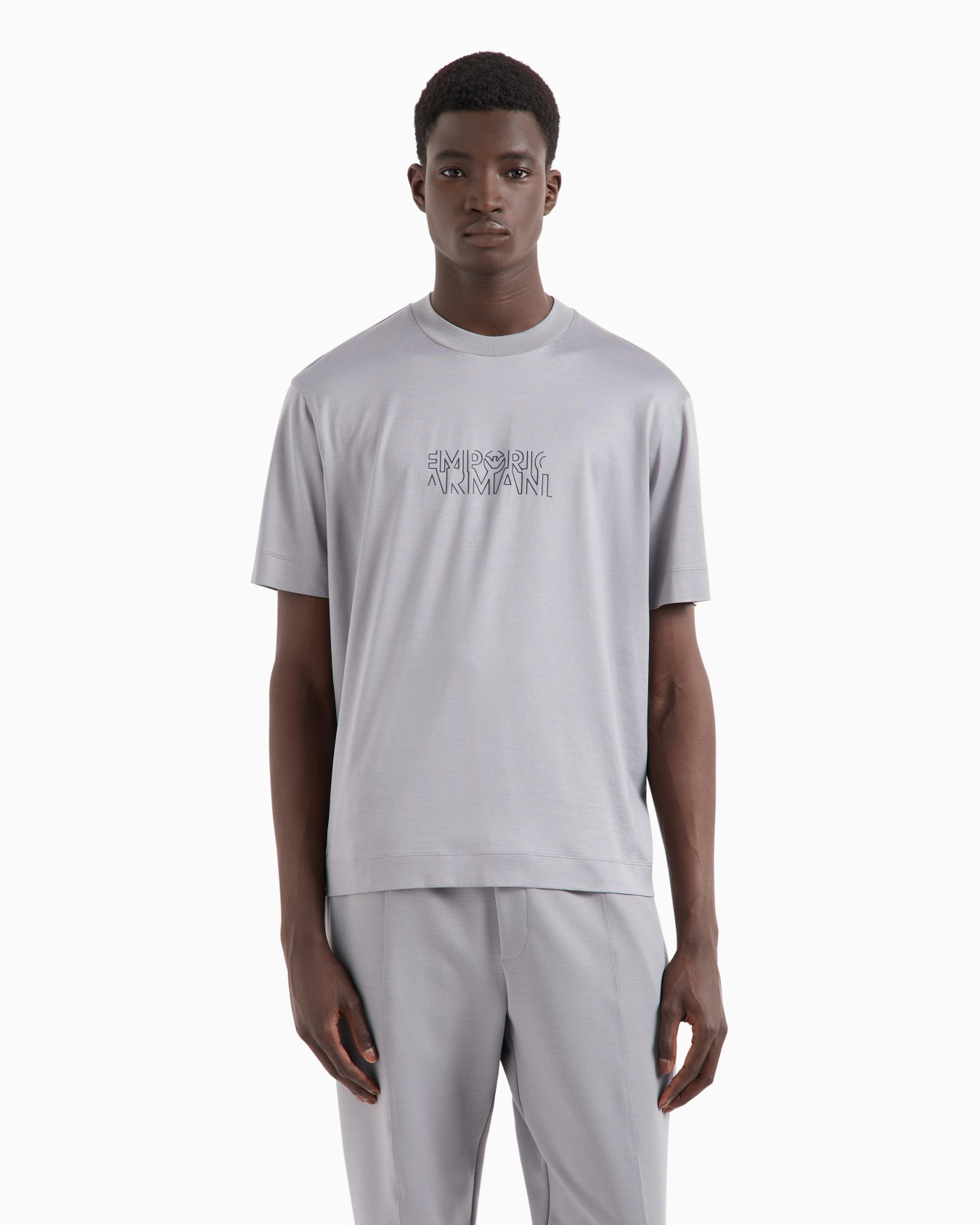  Lyocell-blend jersey T-shirt with stencil-effect logo print Slide 1