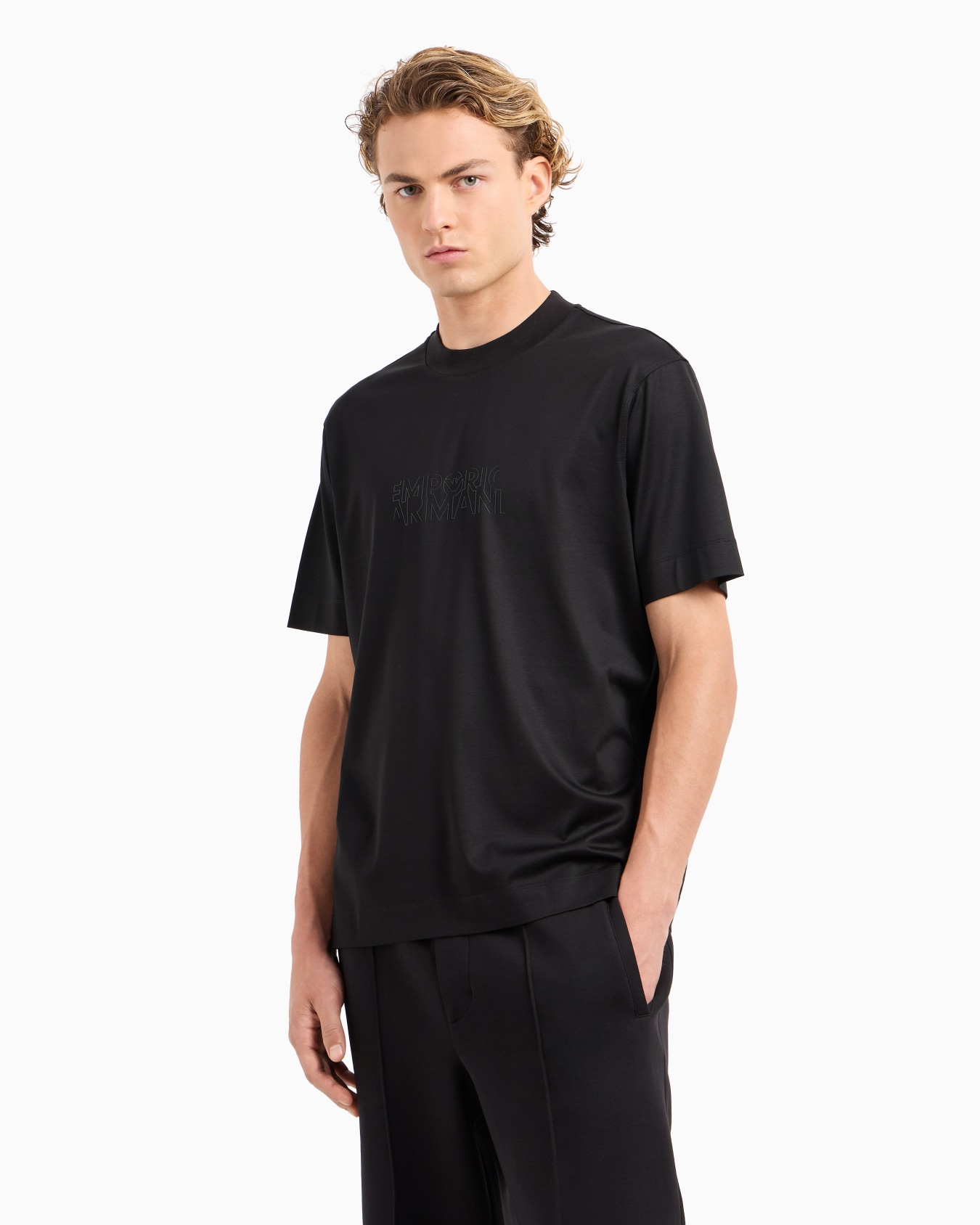  Lyocell-blend jersey T-shirt with stencil-effect logo print Slide 2