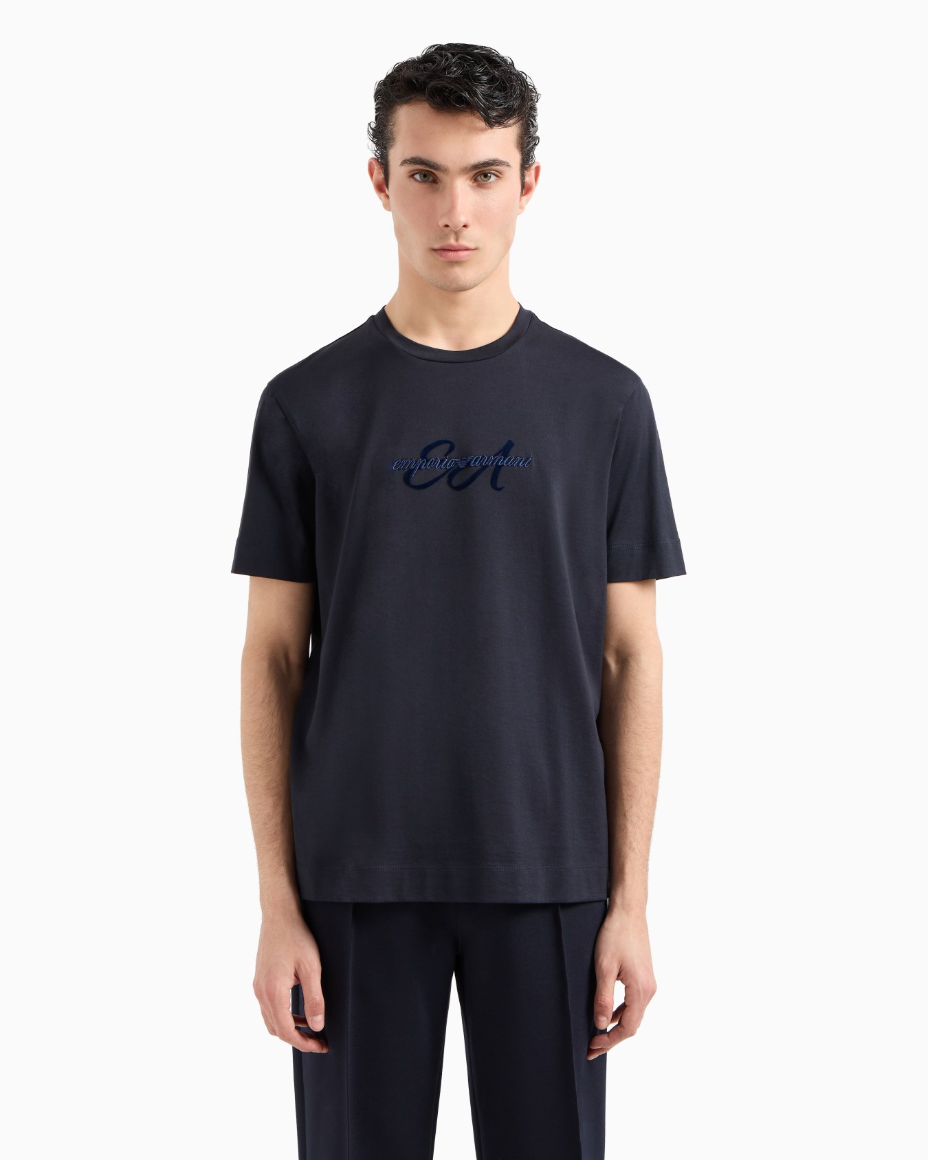 Camiseta de punto ligero con logotipo bordado en cursiva ASV Diapositiva 1