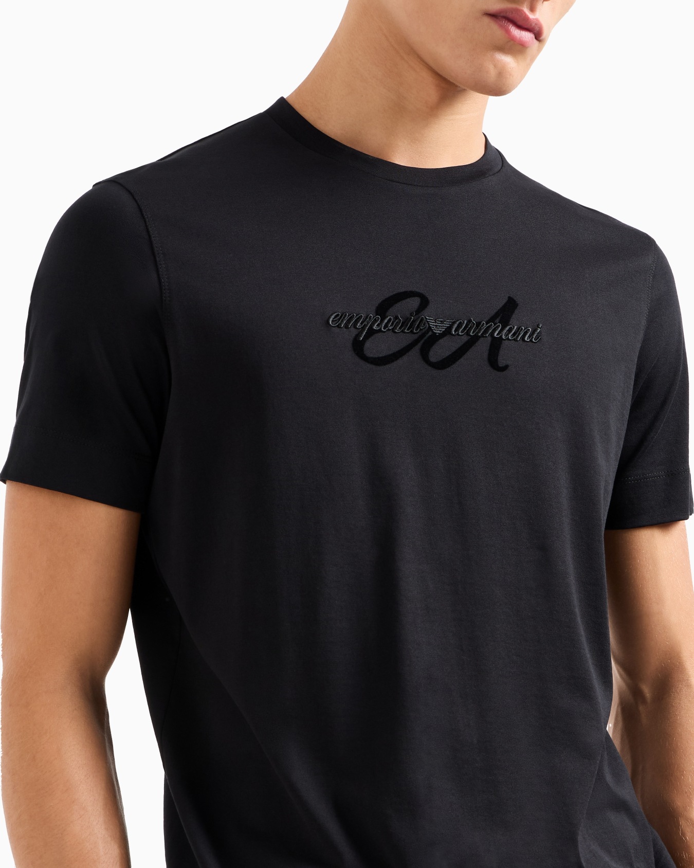 Camiseta de punto ligero con logotipo bordado en cursiva ASV Diapositiva 5