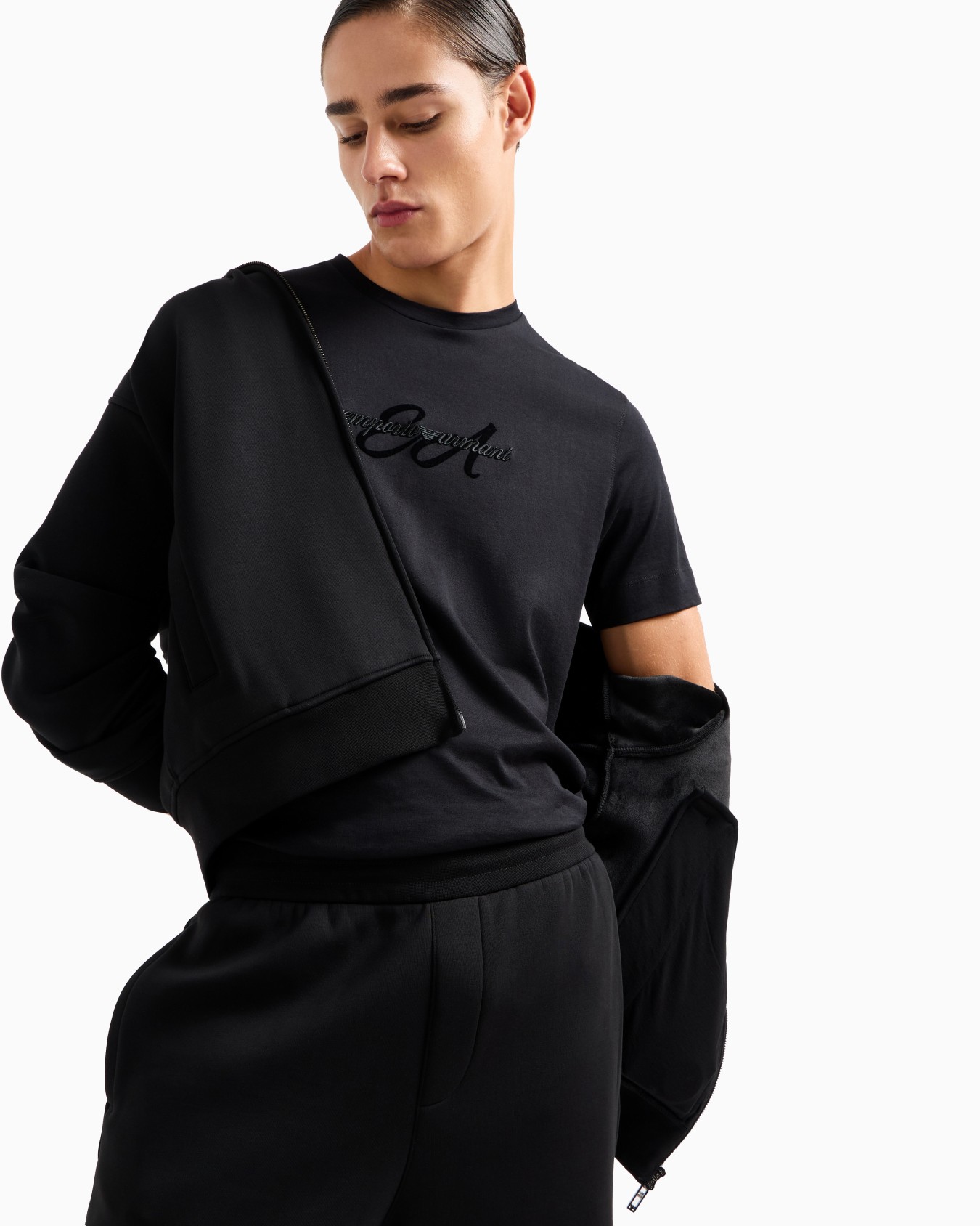 Camiseta de punto ligero con logotipo bordado en cursiva ASV Diapositiva 6