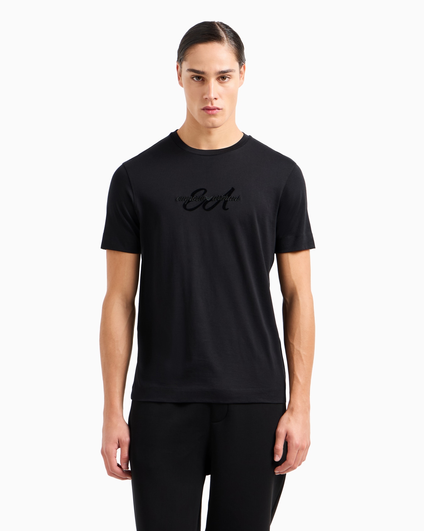Camiseta de punto ligero con logotipo bordado en cursiva ASV Diapositiva 2