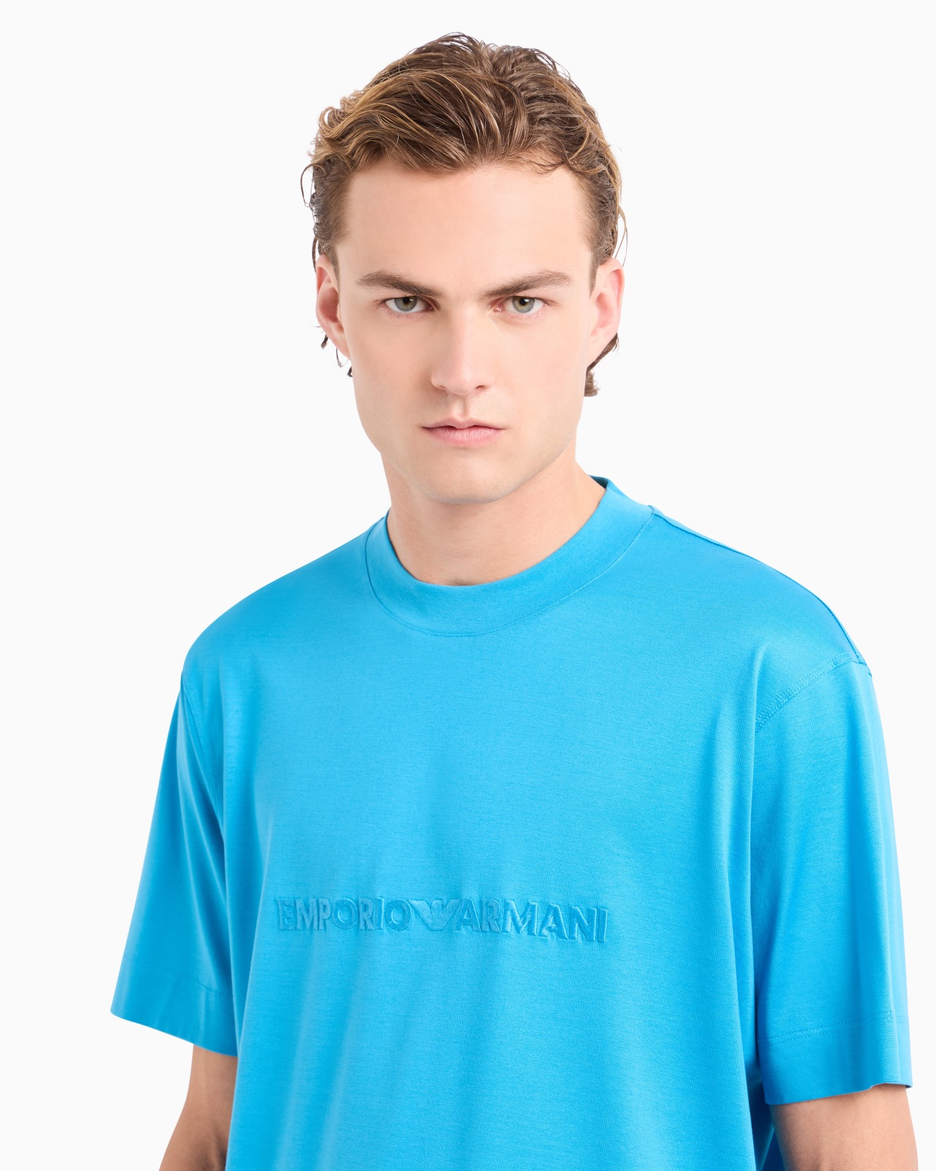  Lyocell-blend jersey T-shirt with embossed logo embroidery Slide 4