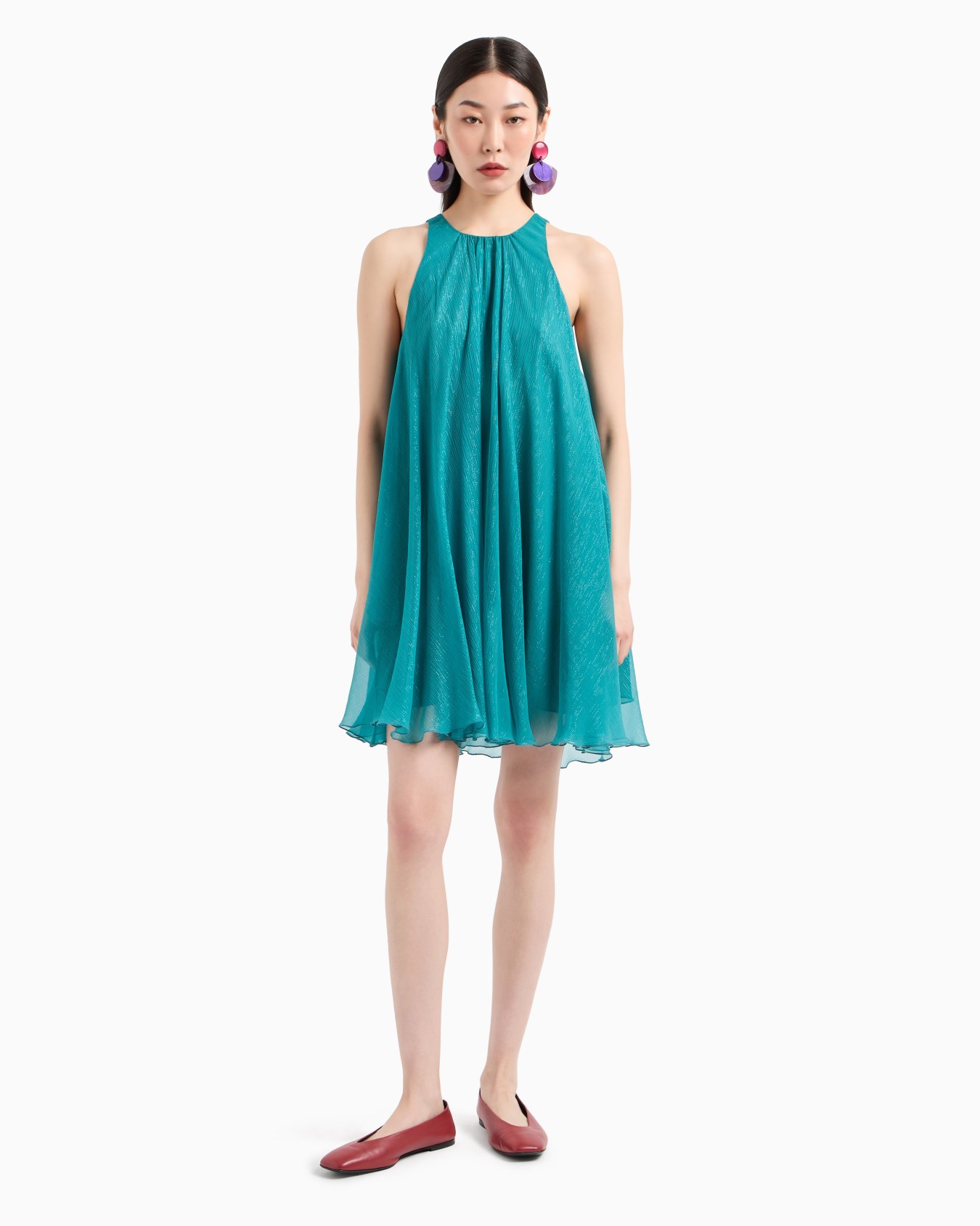Lurex crépon silk sleeveless tunic dress Slide 1