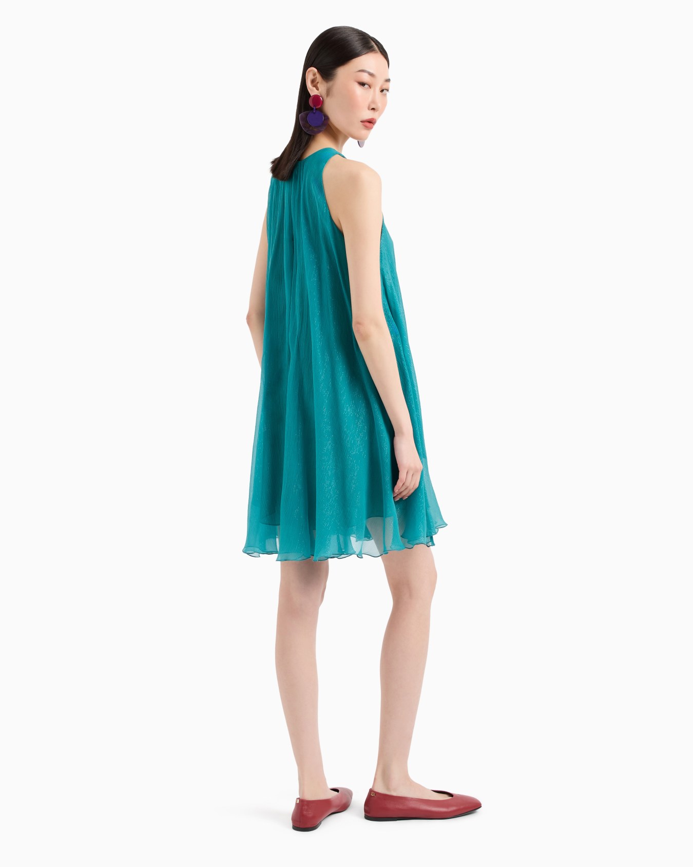 Lurex crépon silk sleeveless tunic dress Slide 2