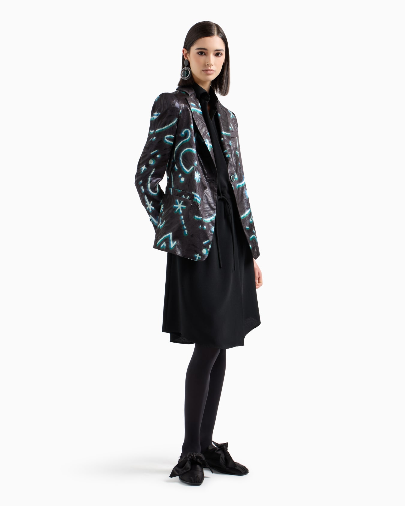 Stretch sablé fabric drawstring dress Slide 3