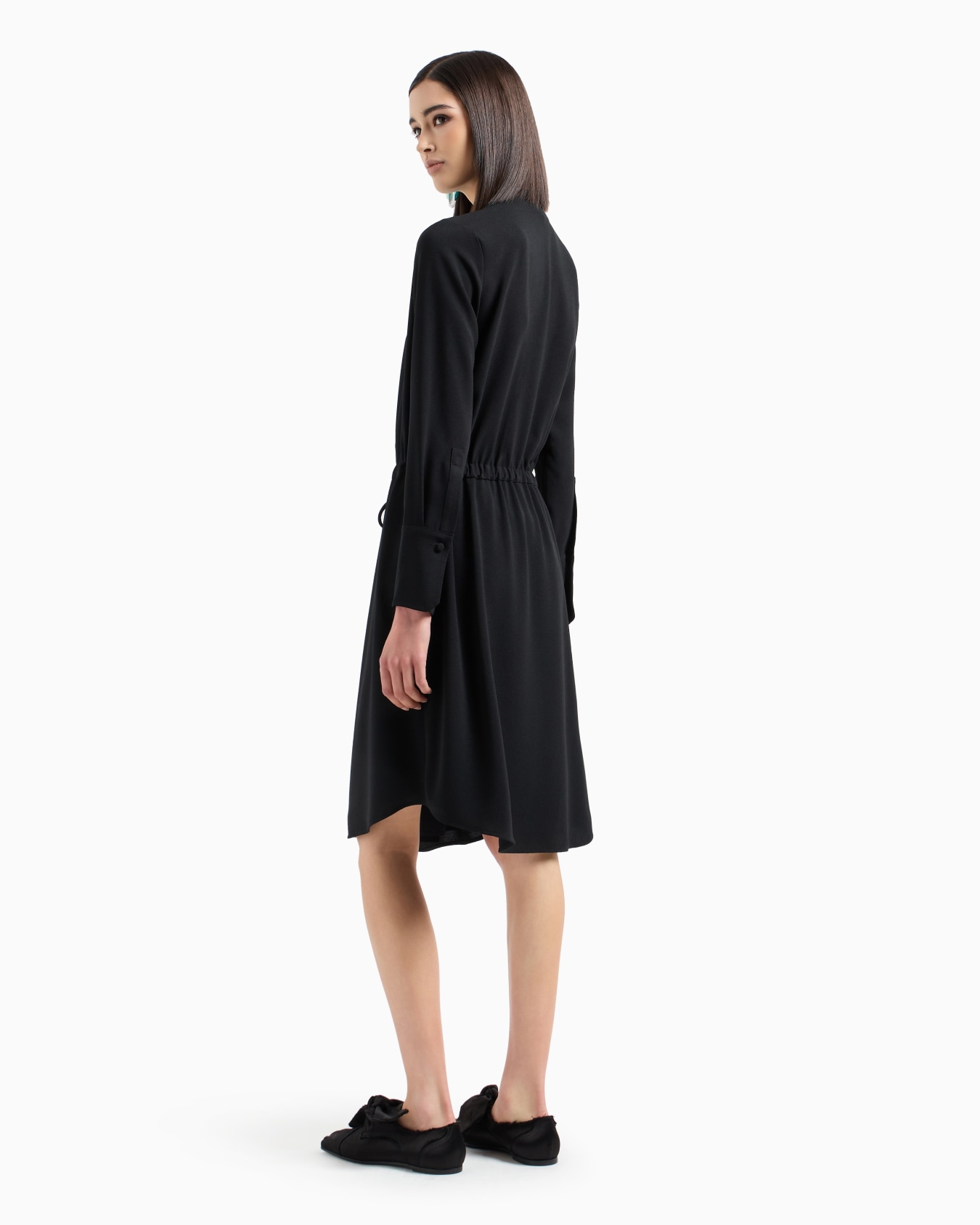 Stretch sablé fabric drawstring dress Slide 2