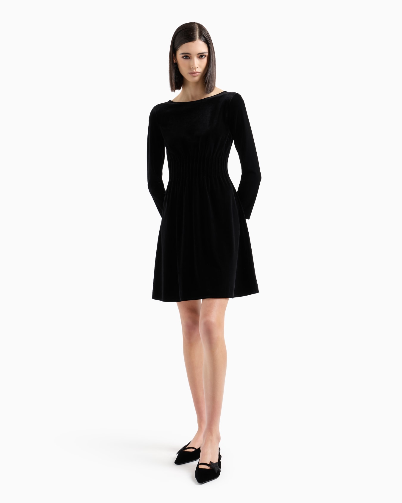 Chenille flared dress with ribs Slide 1