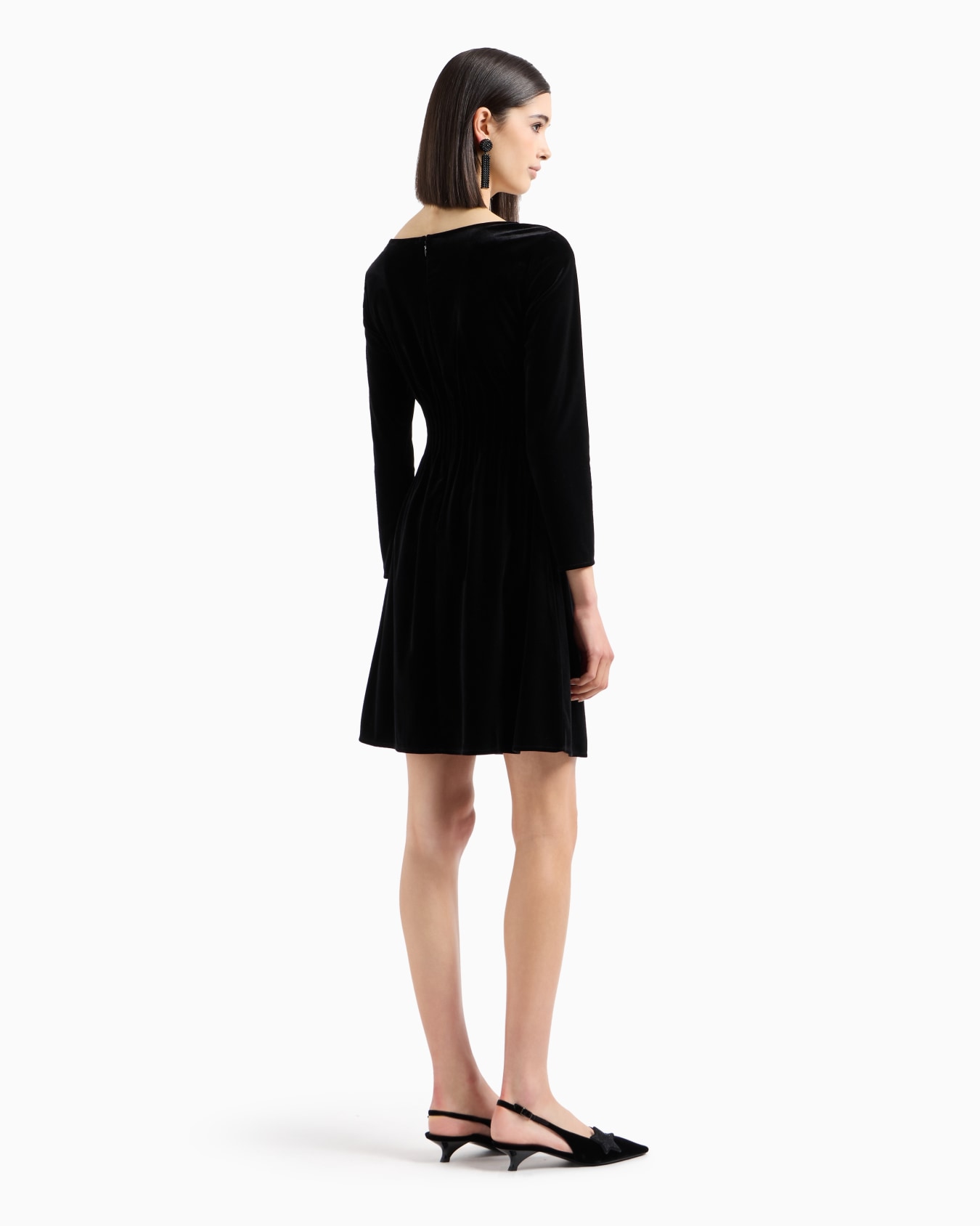 Chenille flared dress with ribs Slide 2