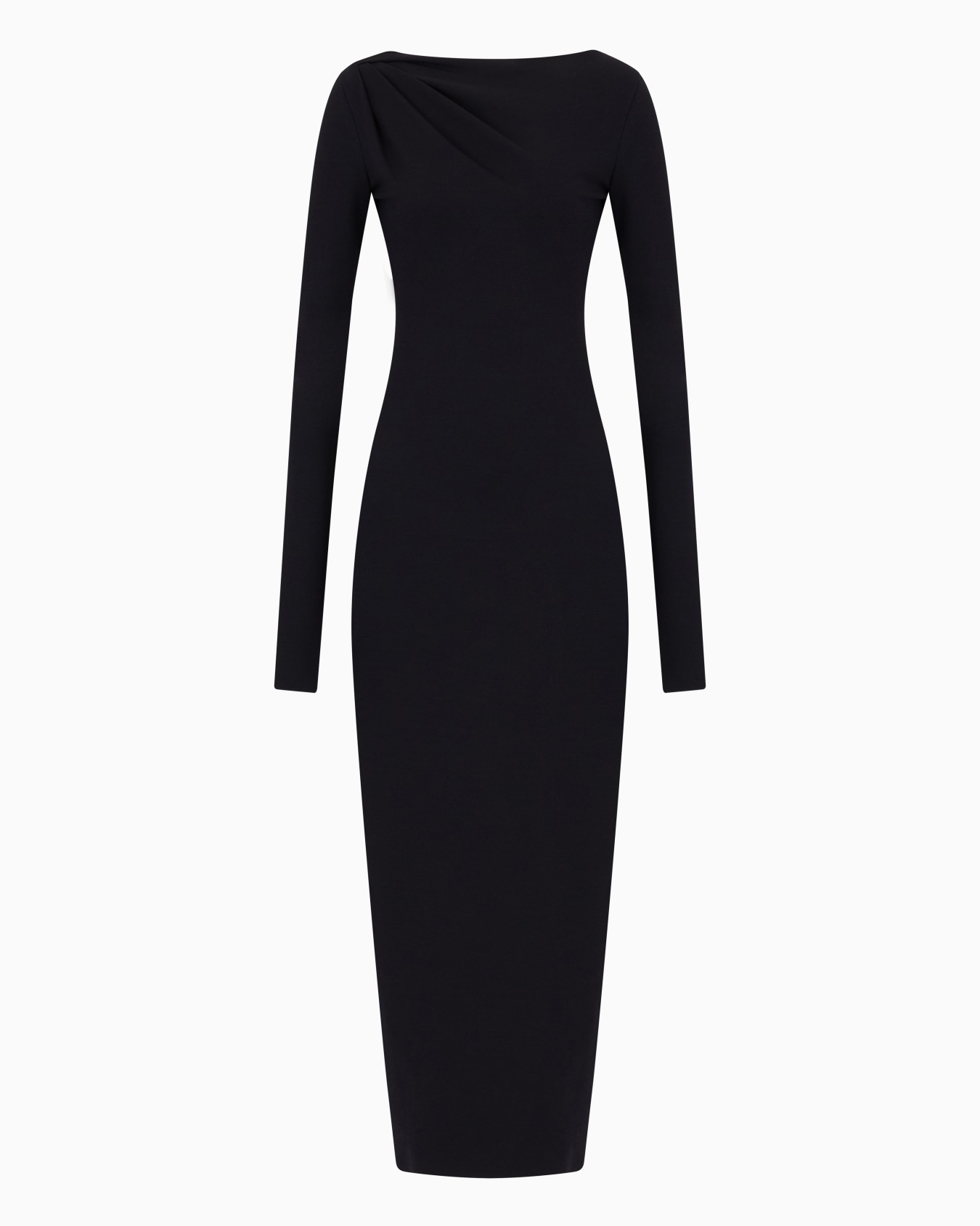 Stretch wool-blend midi sheath dress with draping Slide 0