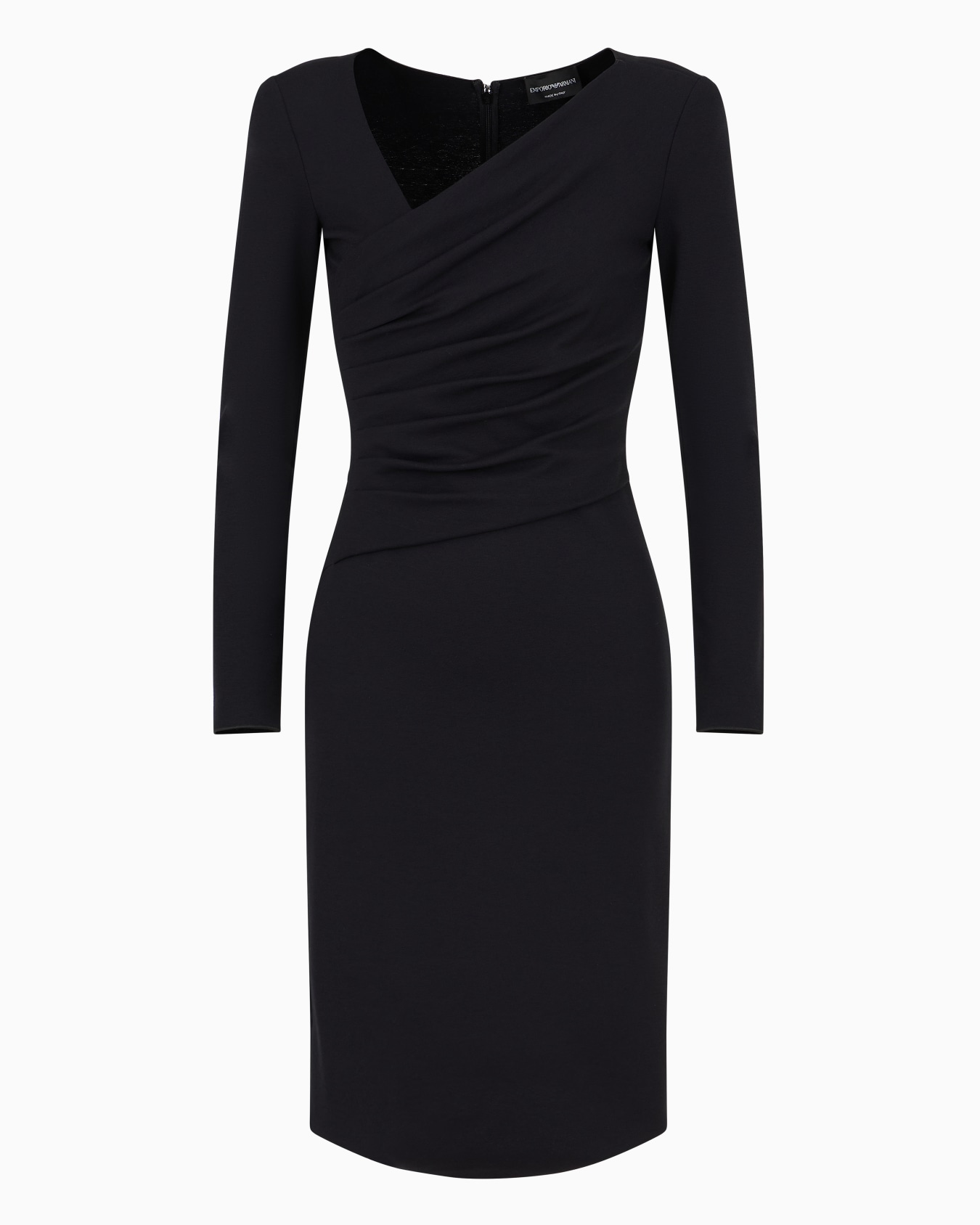 Robe croisée asymétrique avec drapé en tissu stretch point Milano Diapositive 0