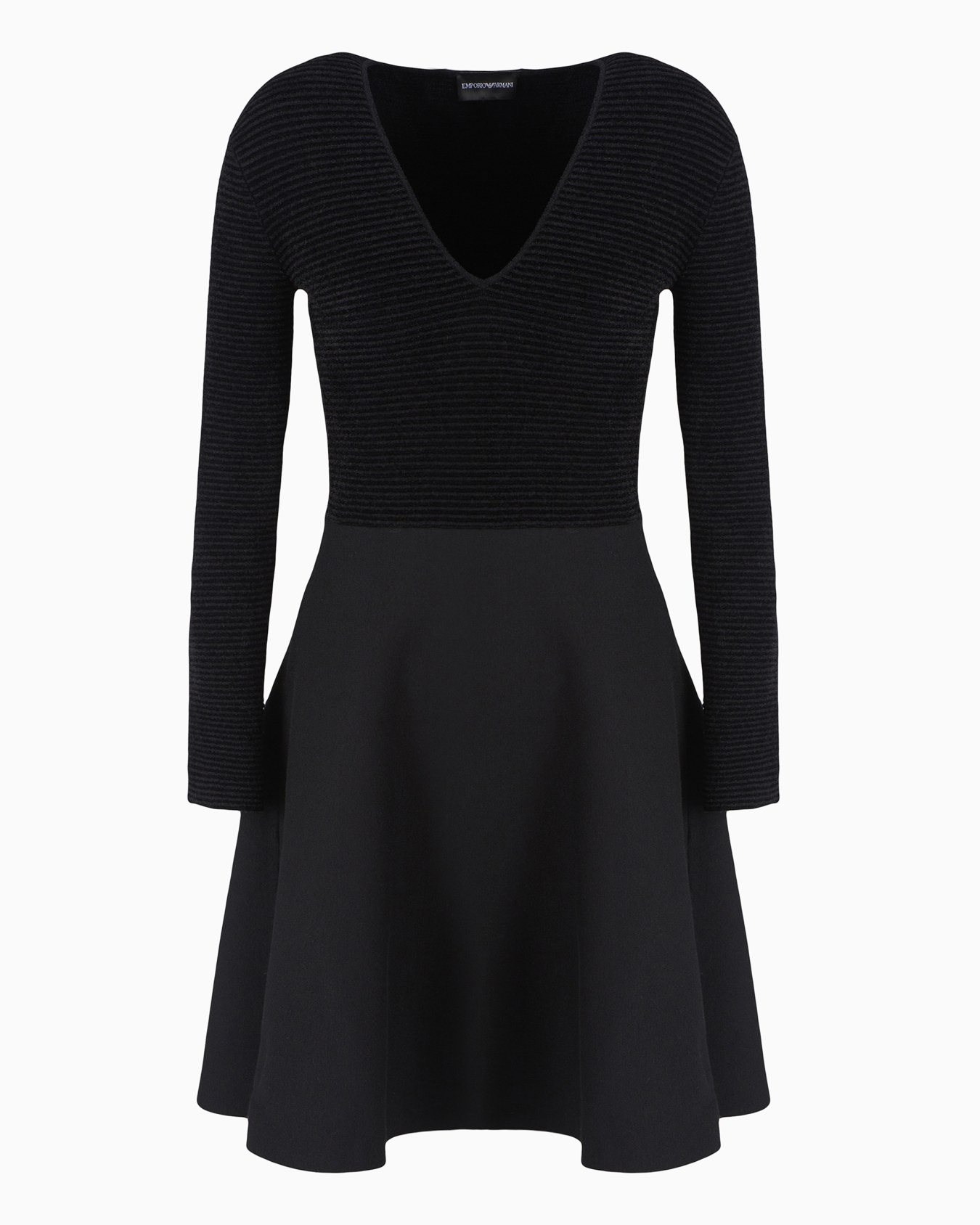 Ottoman fabric dress with knit fabric skirt Slide 0