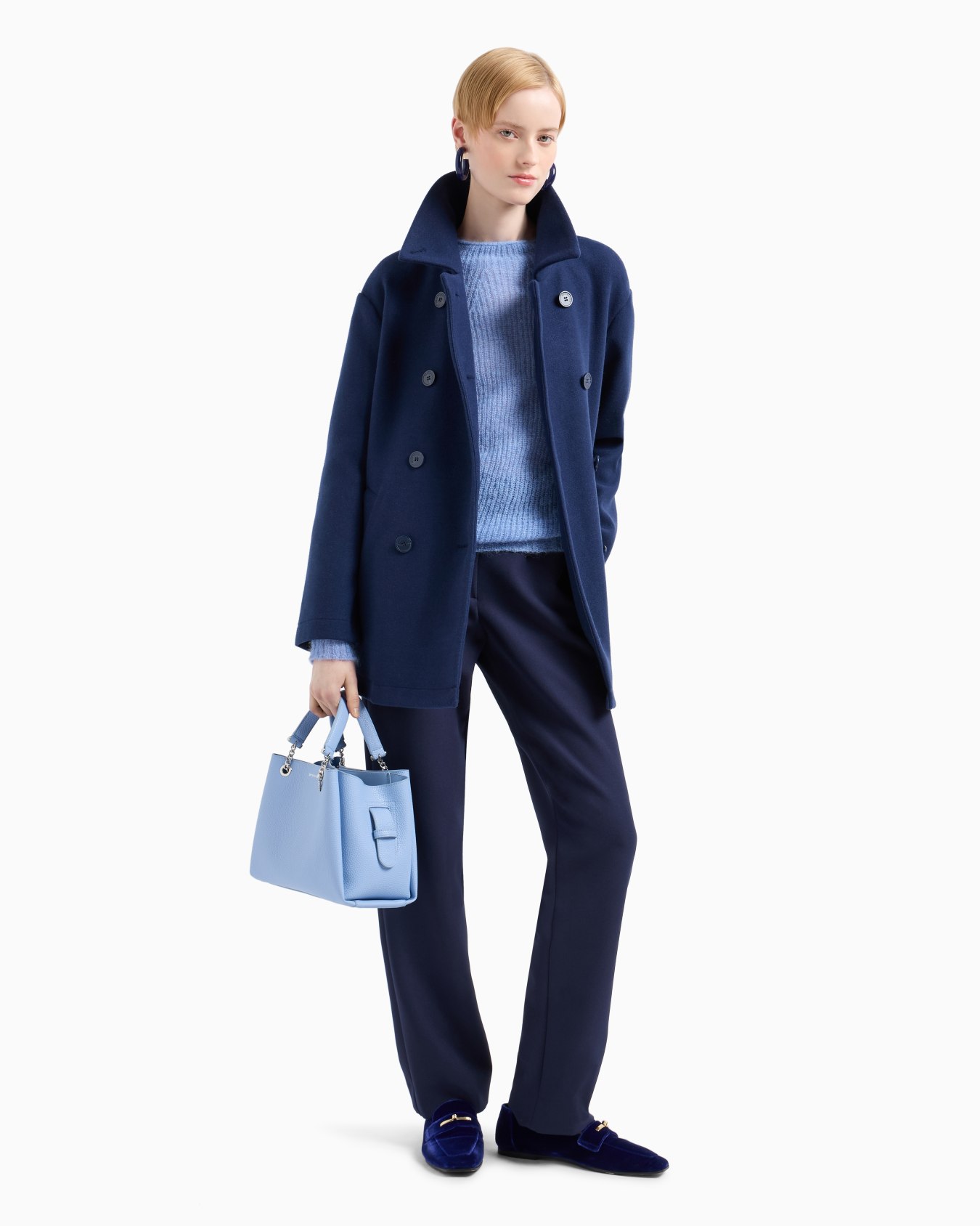 Double-breasted cloth pea coat Slide 3
