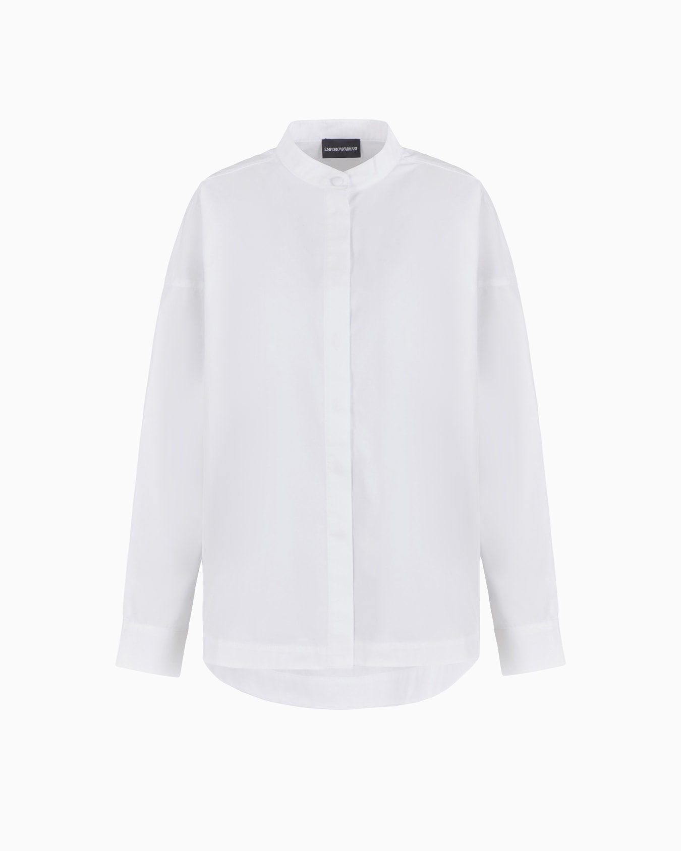 Maxi camicia collo guru in cotone smerigliato Slide 0