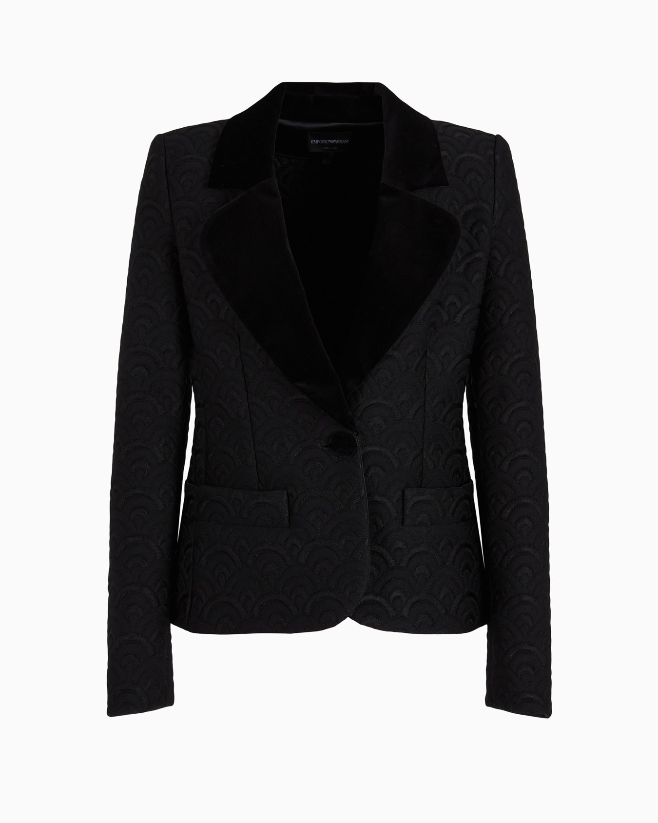 Single-breasted jacket with quilted pattern and velvet lapels Slide 0