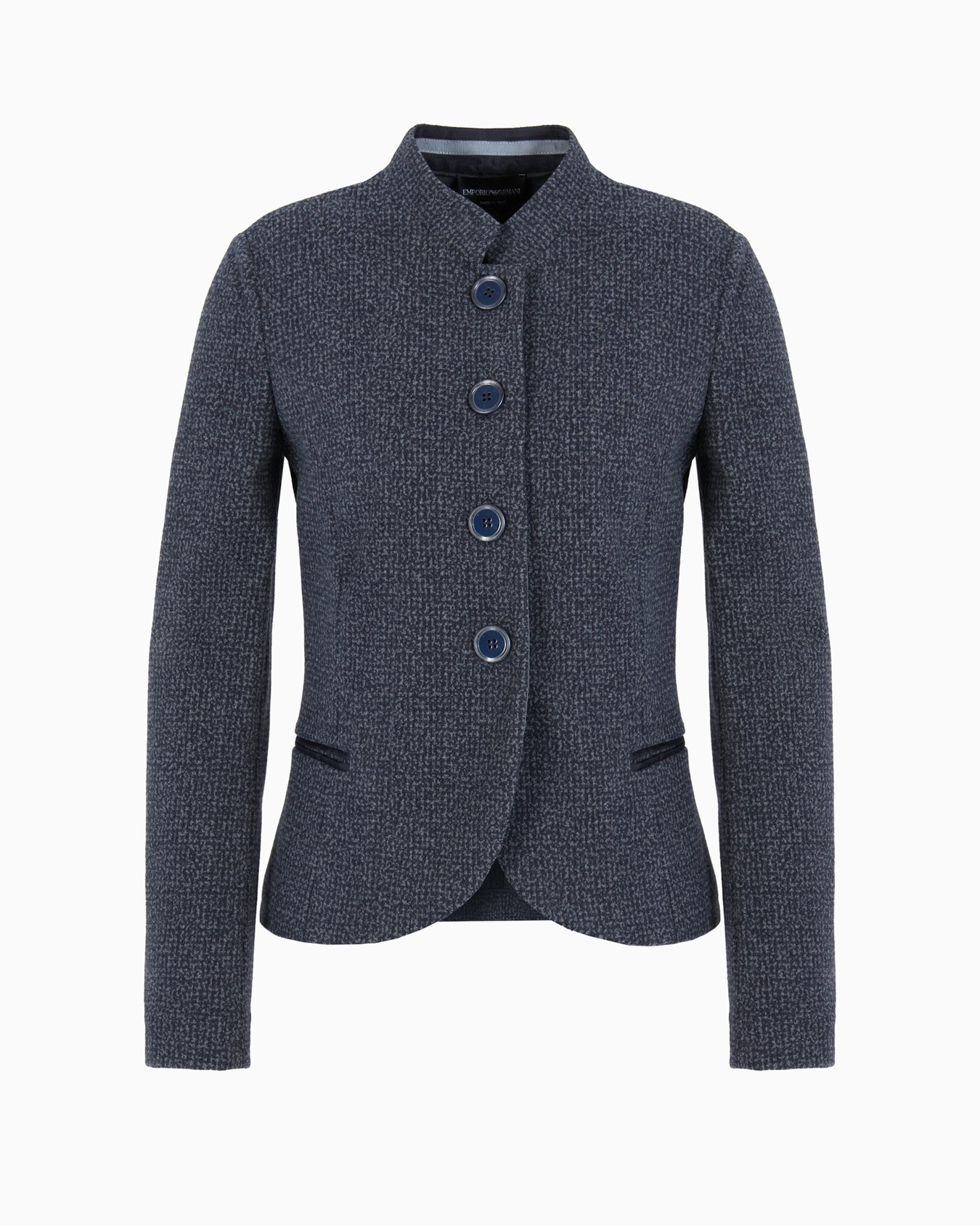 Jacke mit Grandad-Kragen aus Jacquard-Jersey in melierter Flanell-Optik Folie 0