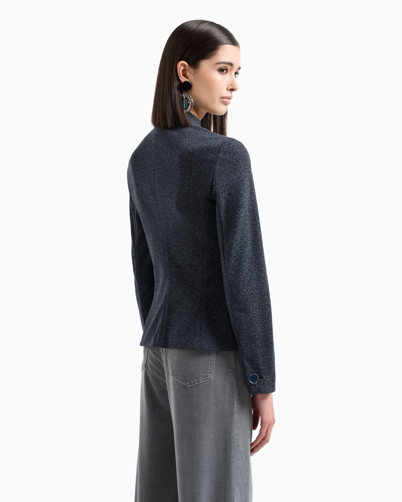 Jacke mit Grandad-Kragen aus Jacquard-Jersey in melierter Flanell-Optik Folie 2