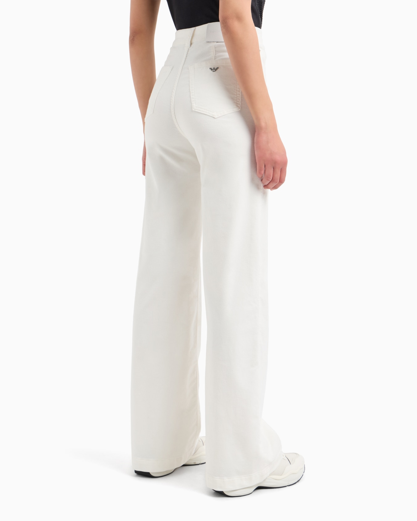 Pantalones palazzo J14 de cintura alta y pernera ancha de pana teñida en prenda Diapositiva 2