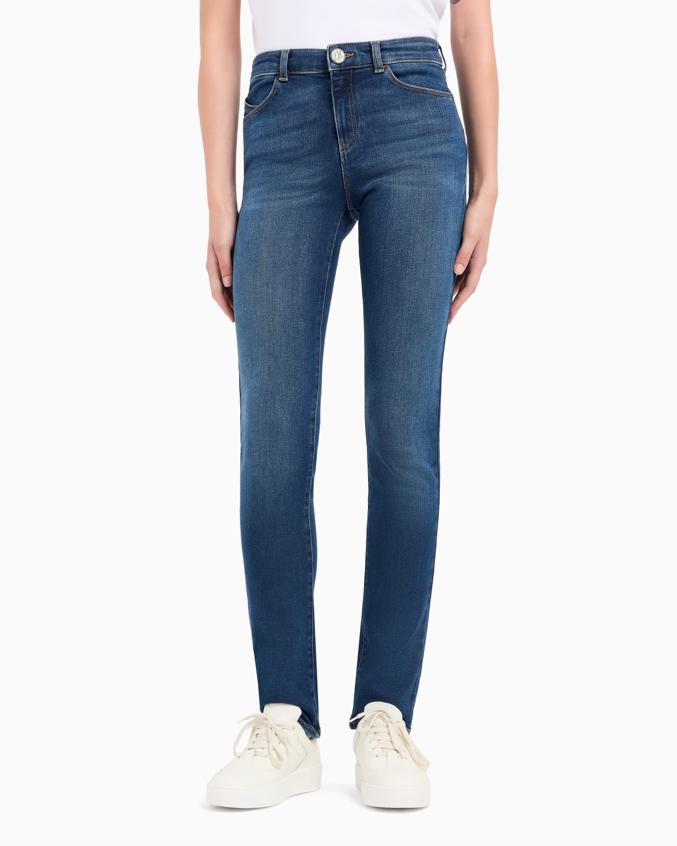 ASV J18 high-waisted skinny-leg jeans in a worn-look organic stretch denim Slide 1