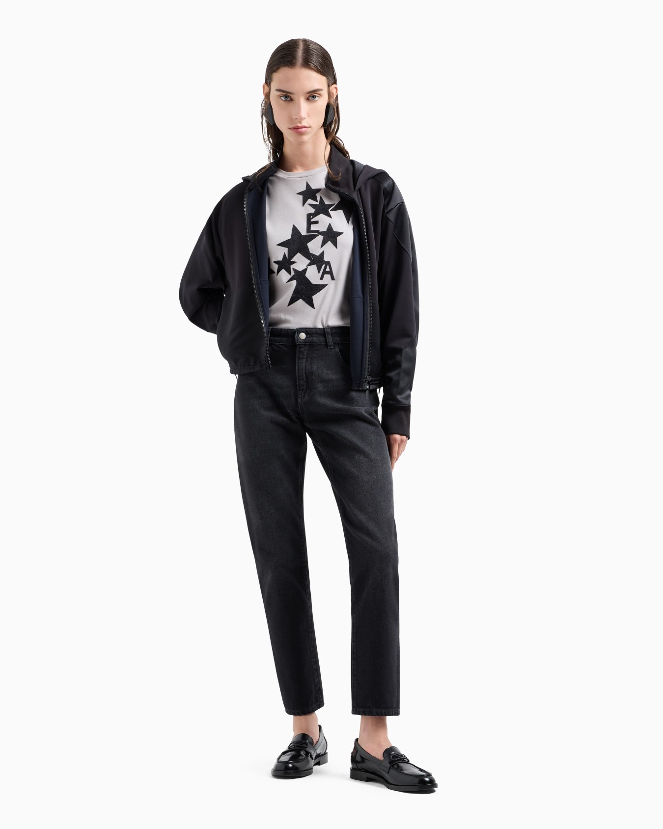 Jean J36 taille mi-haute et jambe droite en denim effet vintage Diapositive 3