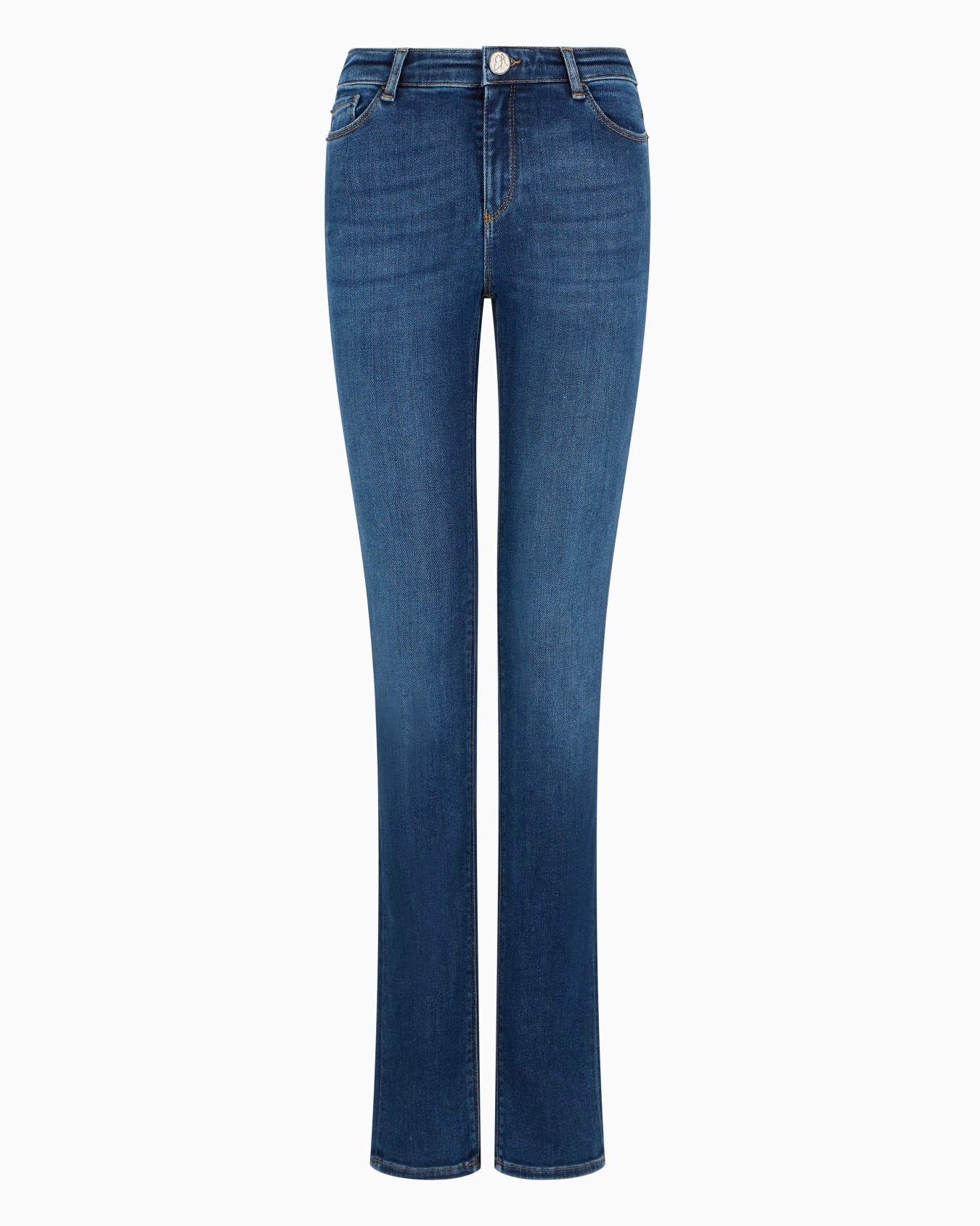Jean J85 taille haute et jambe droite slim en denim stretch biologique aspect usé ASV Diapositive 0