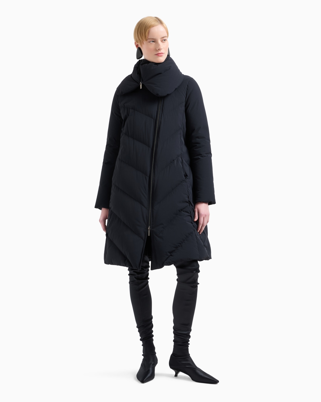 Chaqueta de plumas tres cuartos resistente al agua en nailon acolchado con plumas recicladas ASV Diapositiva 1