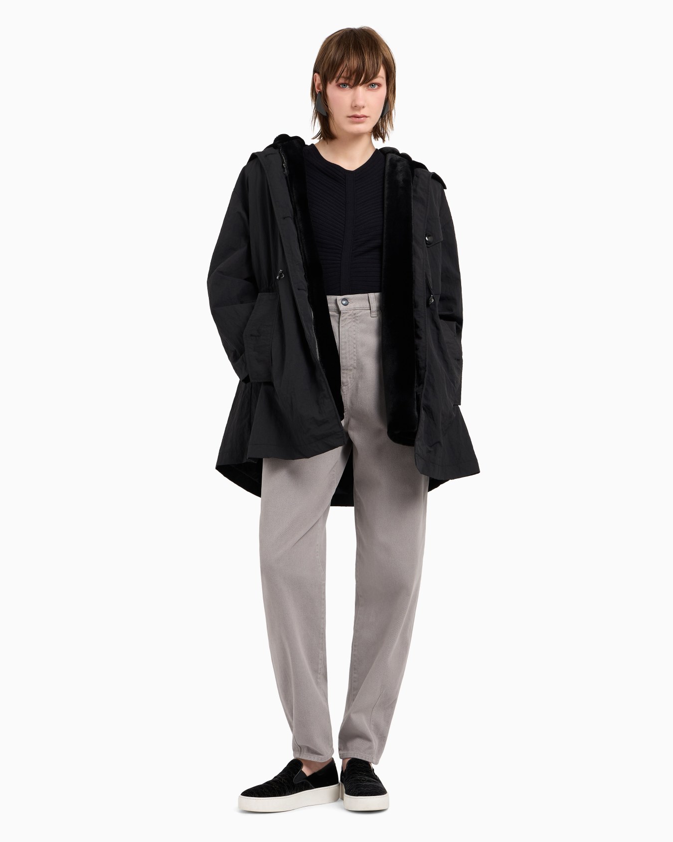 Parka aus wasserabweisendem Nylon mit innenliegender Weste in Fell-Optik Folie 3